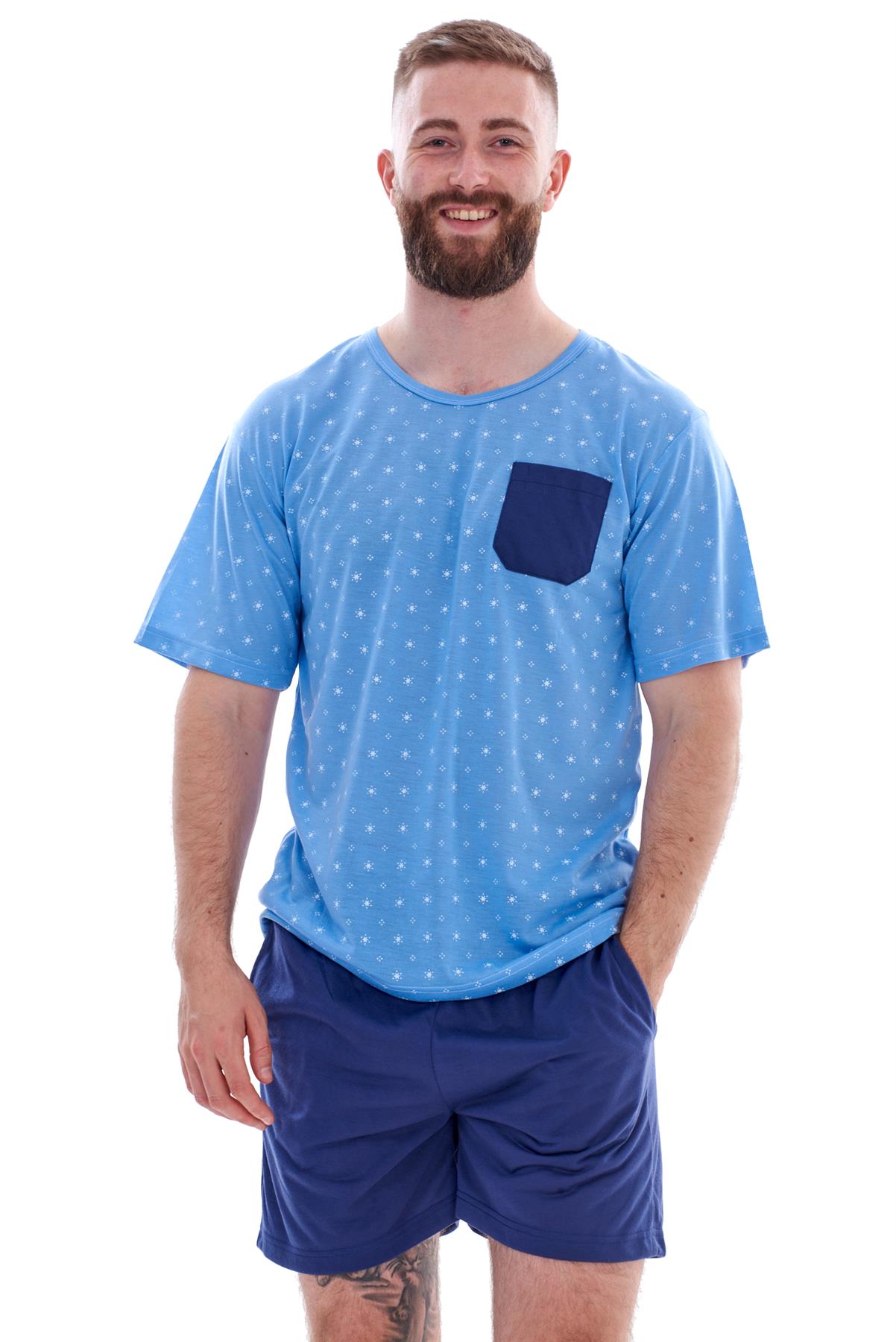 Mens Pyjama Set Shorts Crew Neck Pockets Summer Sleepwear Nightwear eBay