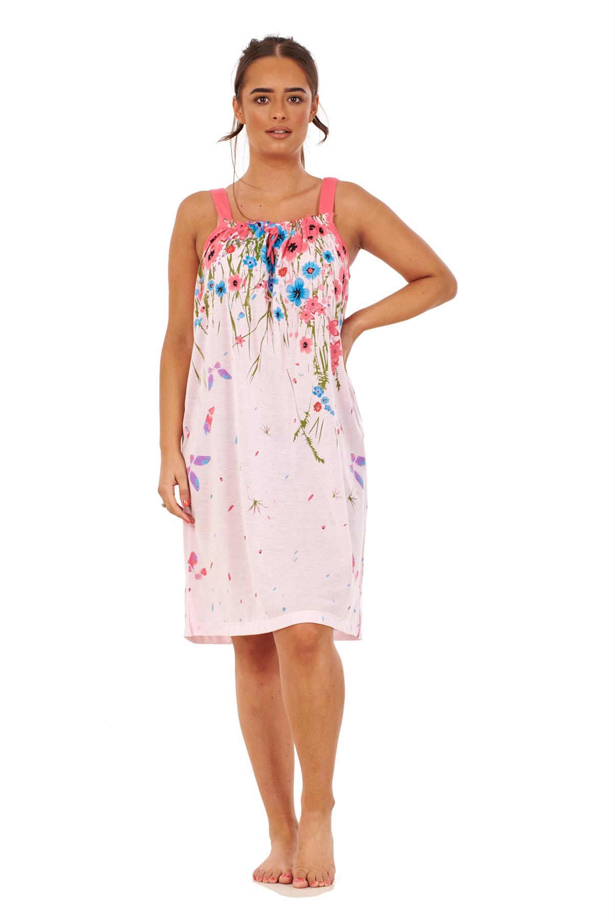 Ladies Sleeveless Nightdress Poppy Floral Cotton Short Nightwear M to 3XL - Picture 30 of 43