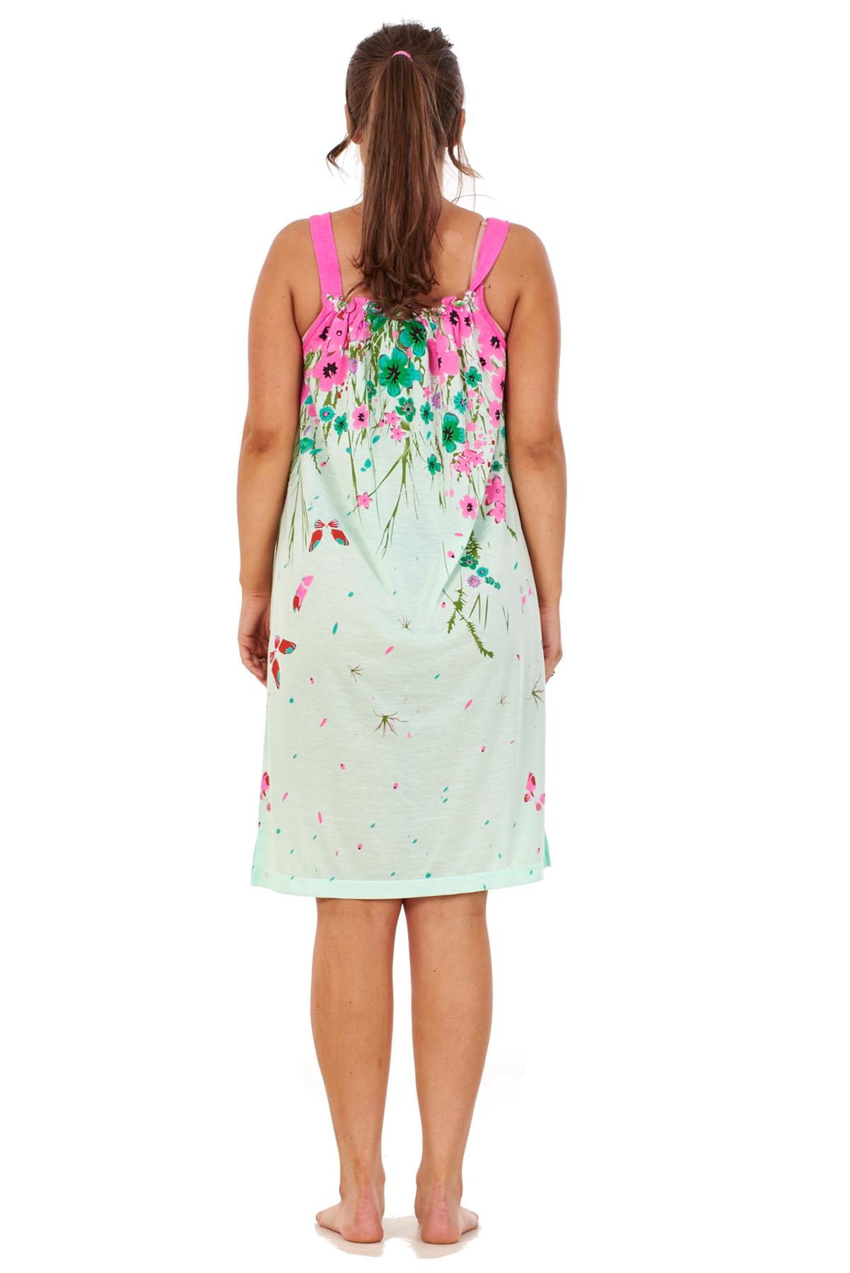 Ladies Sleeveless Nightdress Poppy Floral Cotton Short Nightwear M to 3XL - Picture 10 of 43
