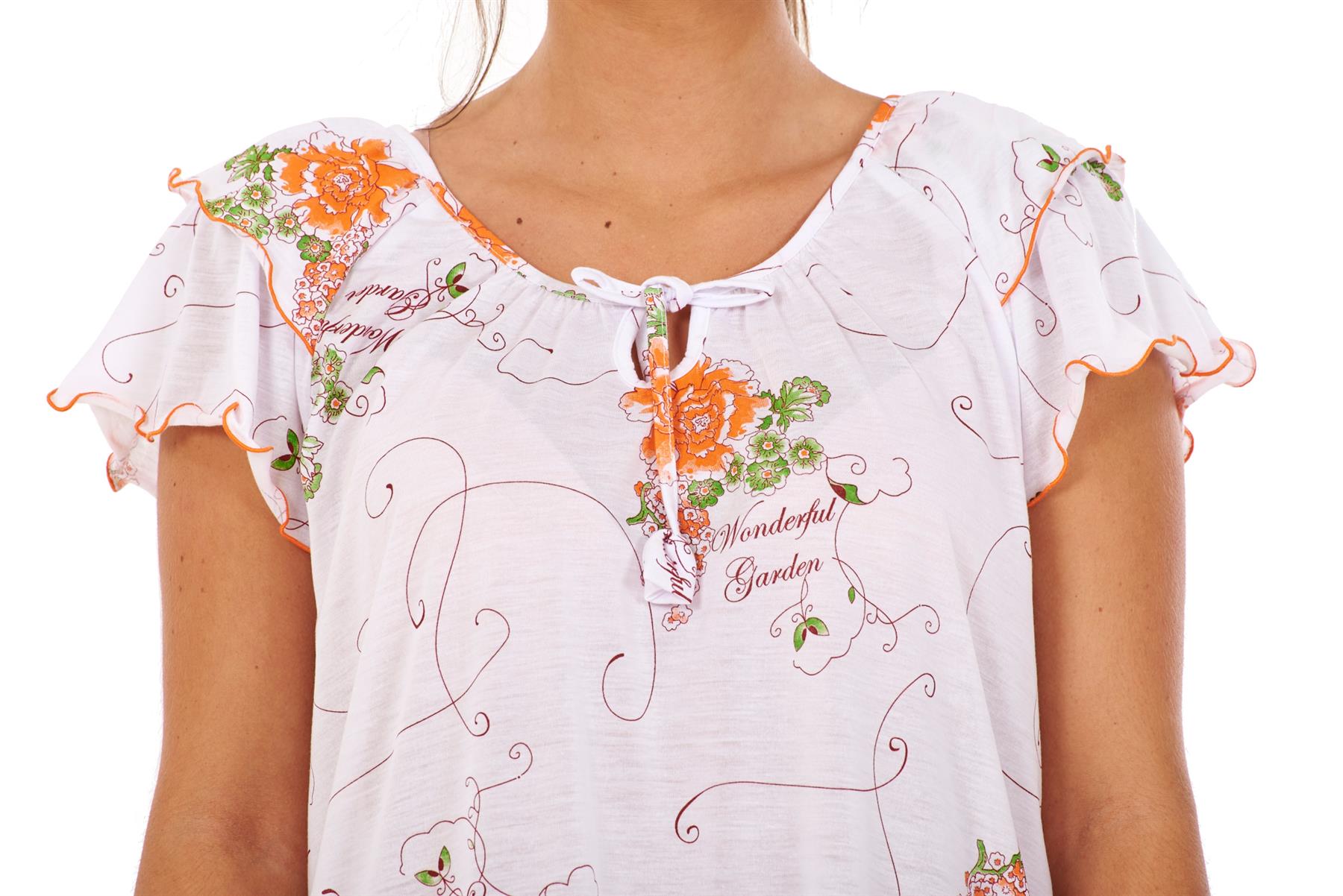 Ladies Short Nightdress Cotton Blend Cap Sleeve Nightwear Peony Floral M to XXXL - Picture 26 of 46