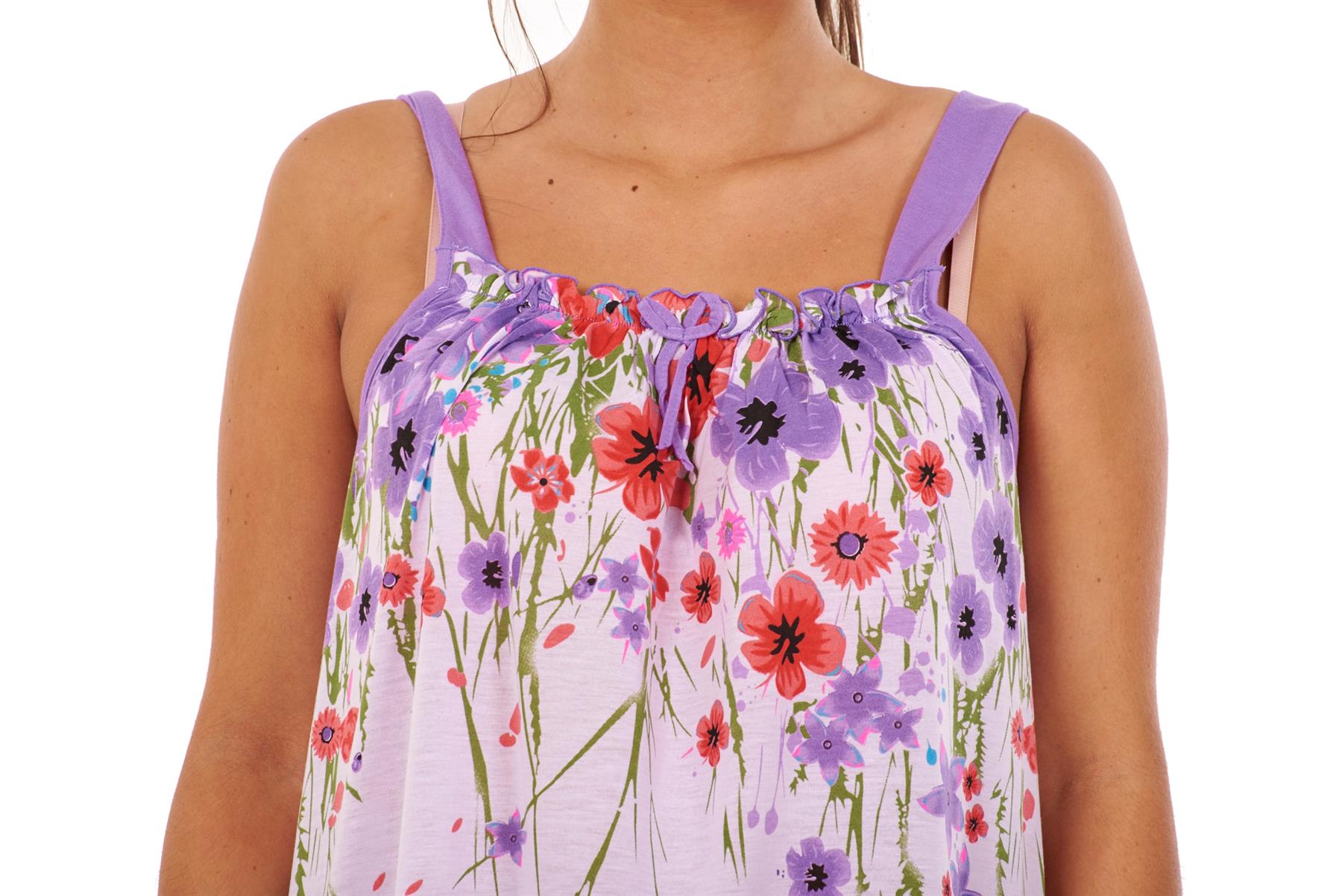 Ladies Sleeveless Nightdress Poppy Floral Cotton Short Nightwear M to 3XL - Picture 19 of 43