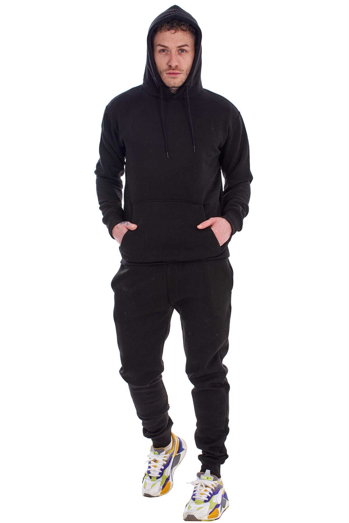 Mens Hooded Plain Tracksuit Fleece Ribbed Cuff Sweatshirts Cotton Blend Joggers - Picture 8 of 33