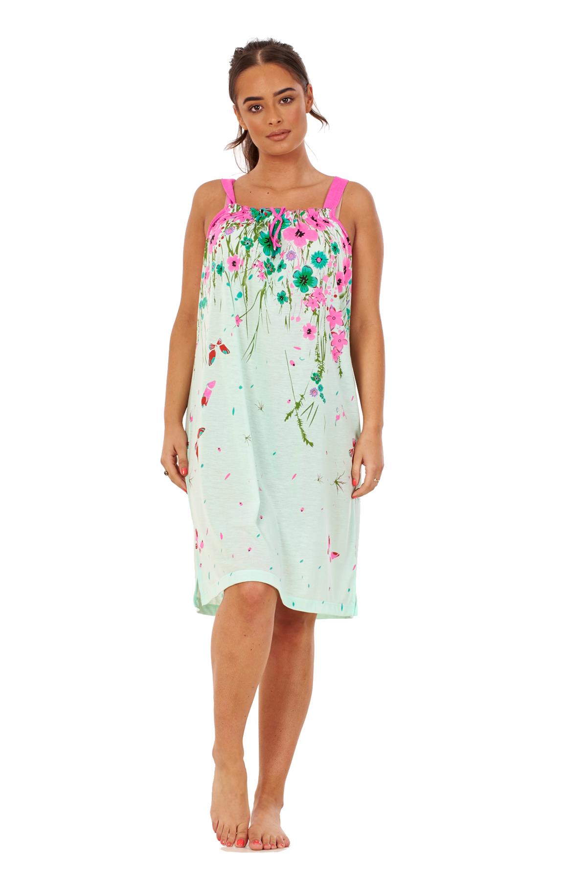 Ladies Sleeveless Nightdress Poppy Floral Cotton Short Nightwear M to 3XL - Picture 8 of 43