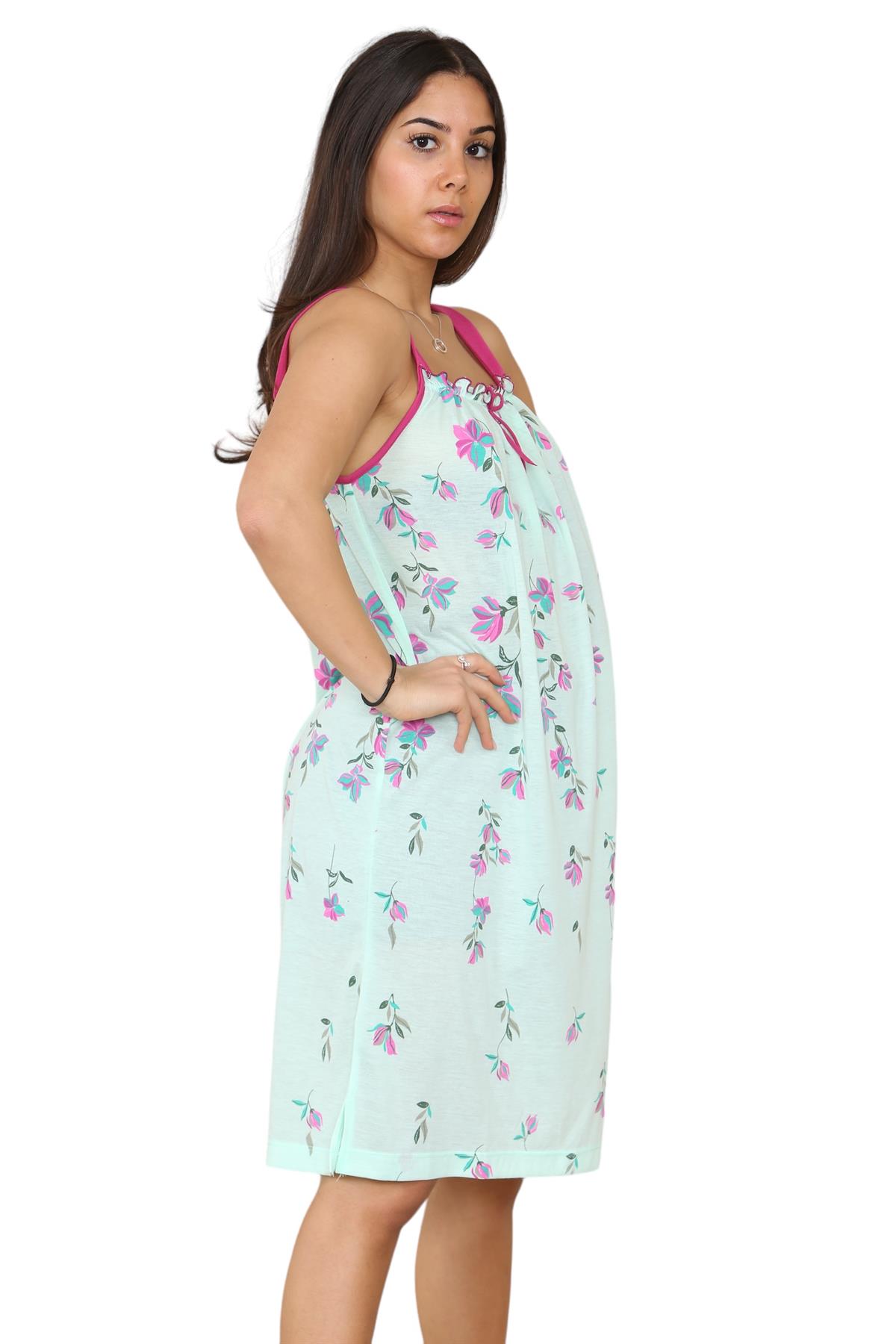 Ladies Strappy Nightdress Short Floral Cotton Sleeveless Lingerie Nightwear M3XL - Picture 16 of 39