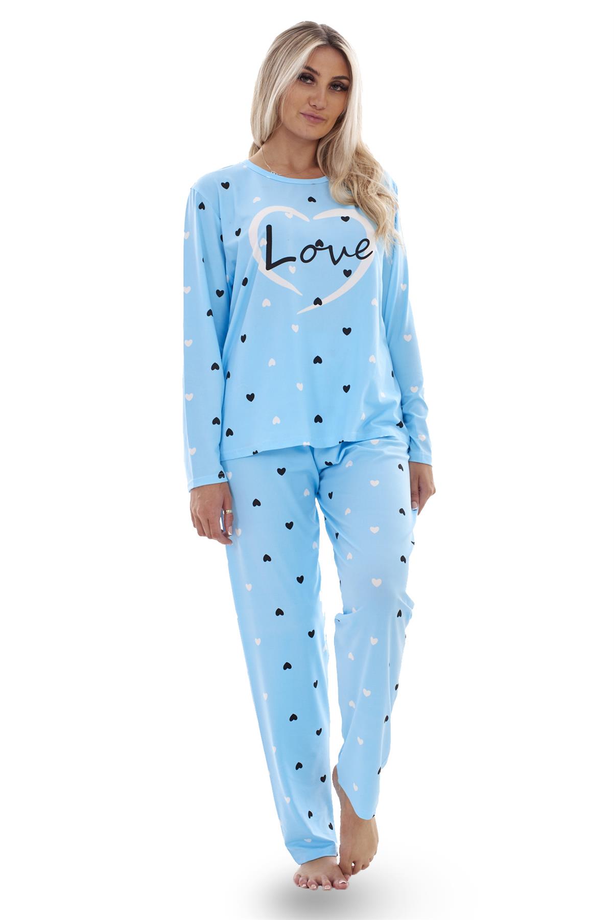 Ladies Pyjama Set Love Crew Neck Long Sleeve Soft Cotton Loungewear PJs M to XXL - Picture 11 of 25