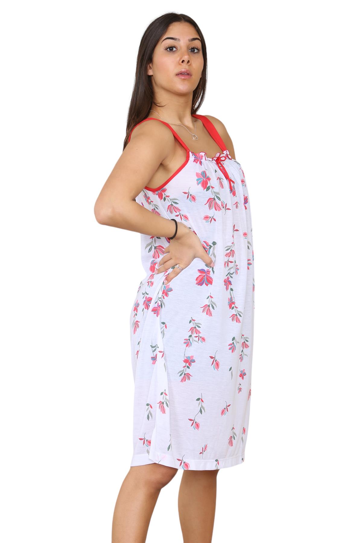 Ladies Strappy Nightdress Short Floral Cotton Sleeveless Lingerie Nightwear M3XL - Picture 33 of 39