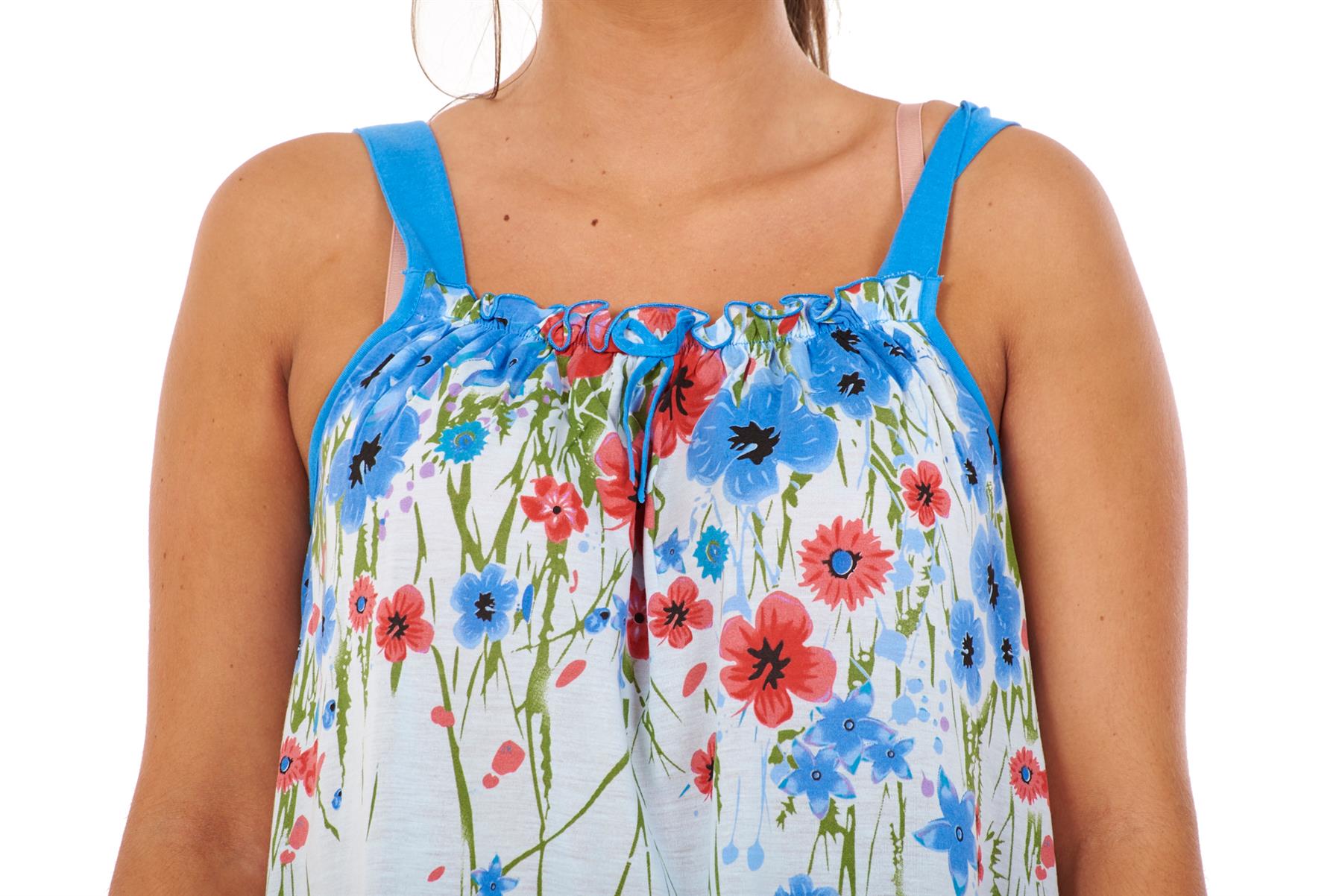 Ladies Sleeveless Nightdress Poppy Floral Cotton Short Nightwear M to 3XL - Picture 6 of 43