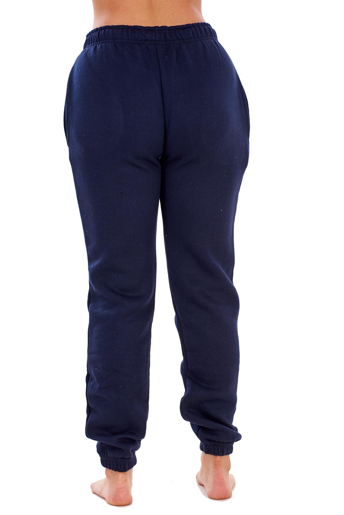 Womens Basic Fleece Joggers Regular Tracksuit Bottom Cuffed Ankle Cotton Blend - Picture 36 of 56