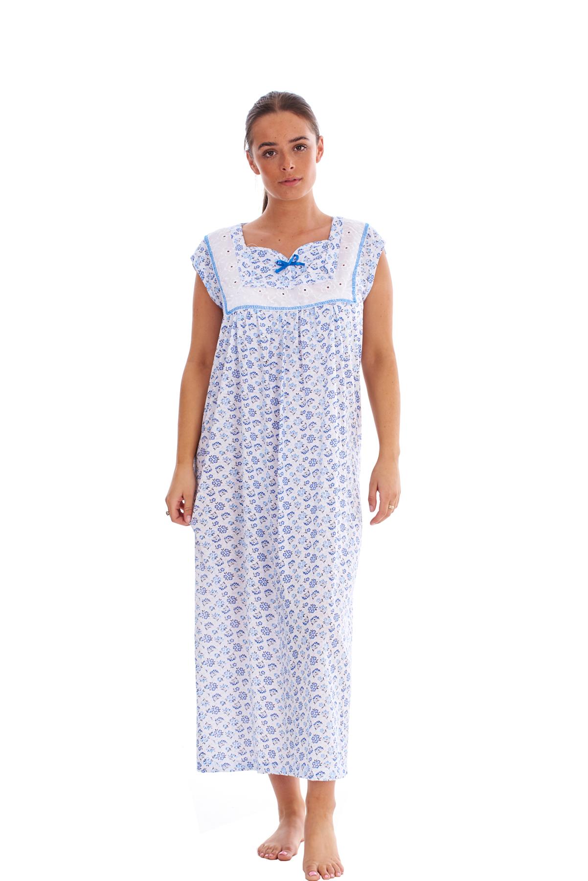 Women Sleeveless Nightwear Floral Print 100% Cotton Long Nightdress M to XXXL - Picture 3 of 15