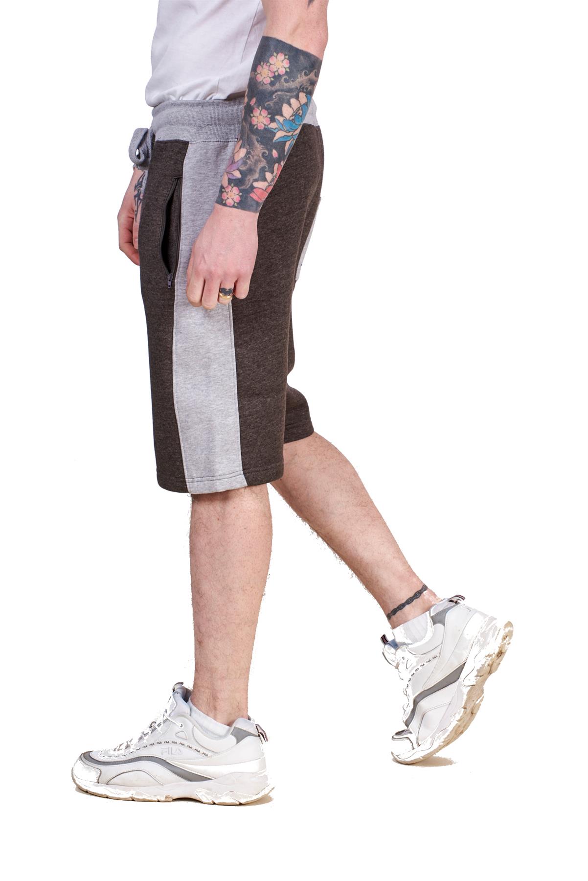 Mens Fleece Shorts TwoTone Regular Elasticated Pockets Sports S to XL