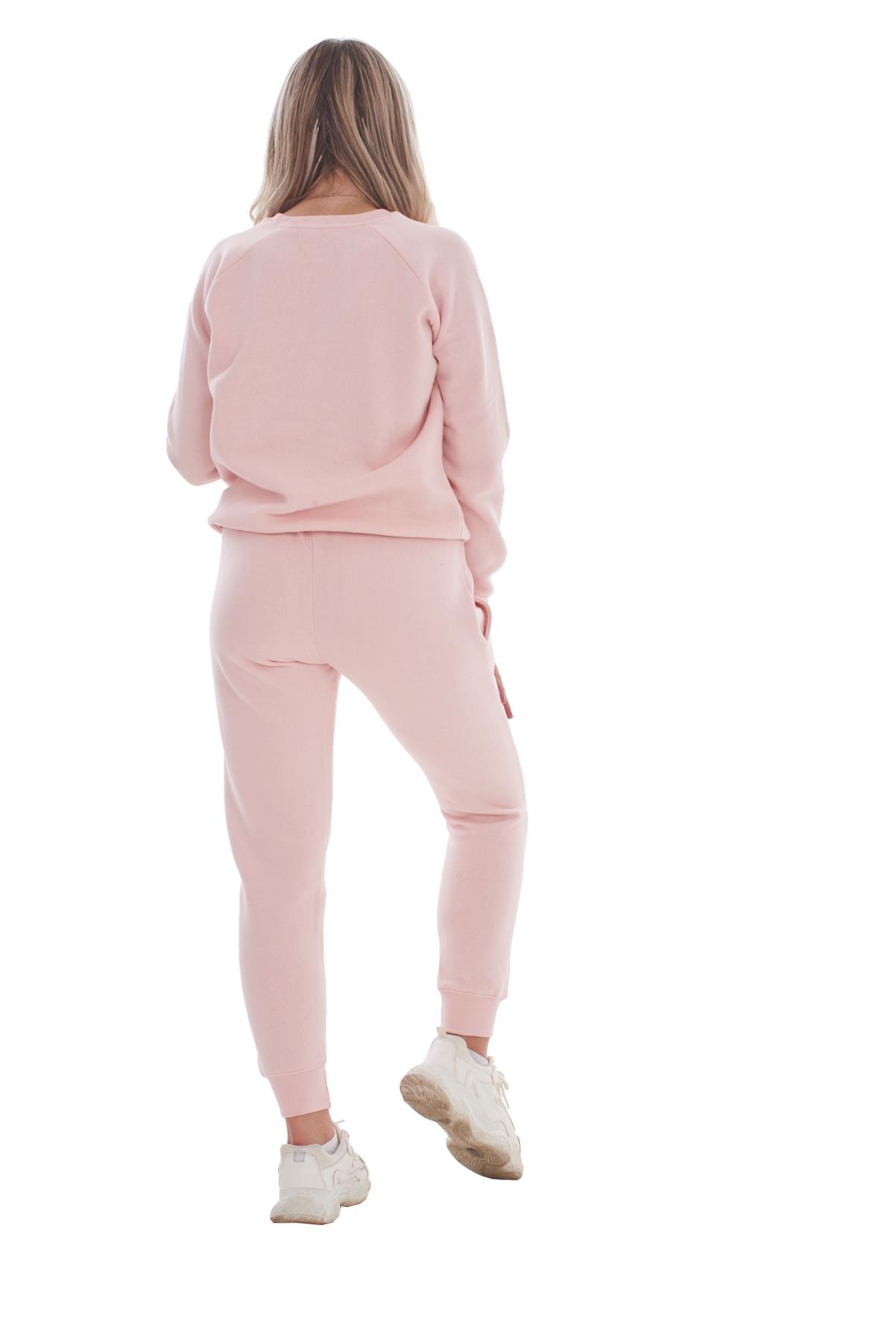 Ladies Plain Tracksuit Solid Round Neck Sweatshirts Joggers Slim Fit Activewear - Picture 27 of 29