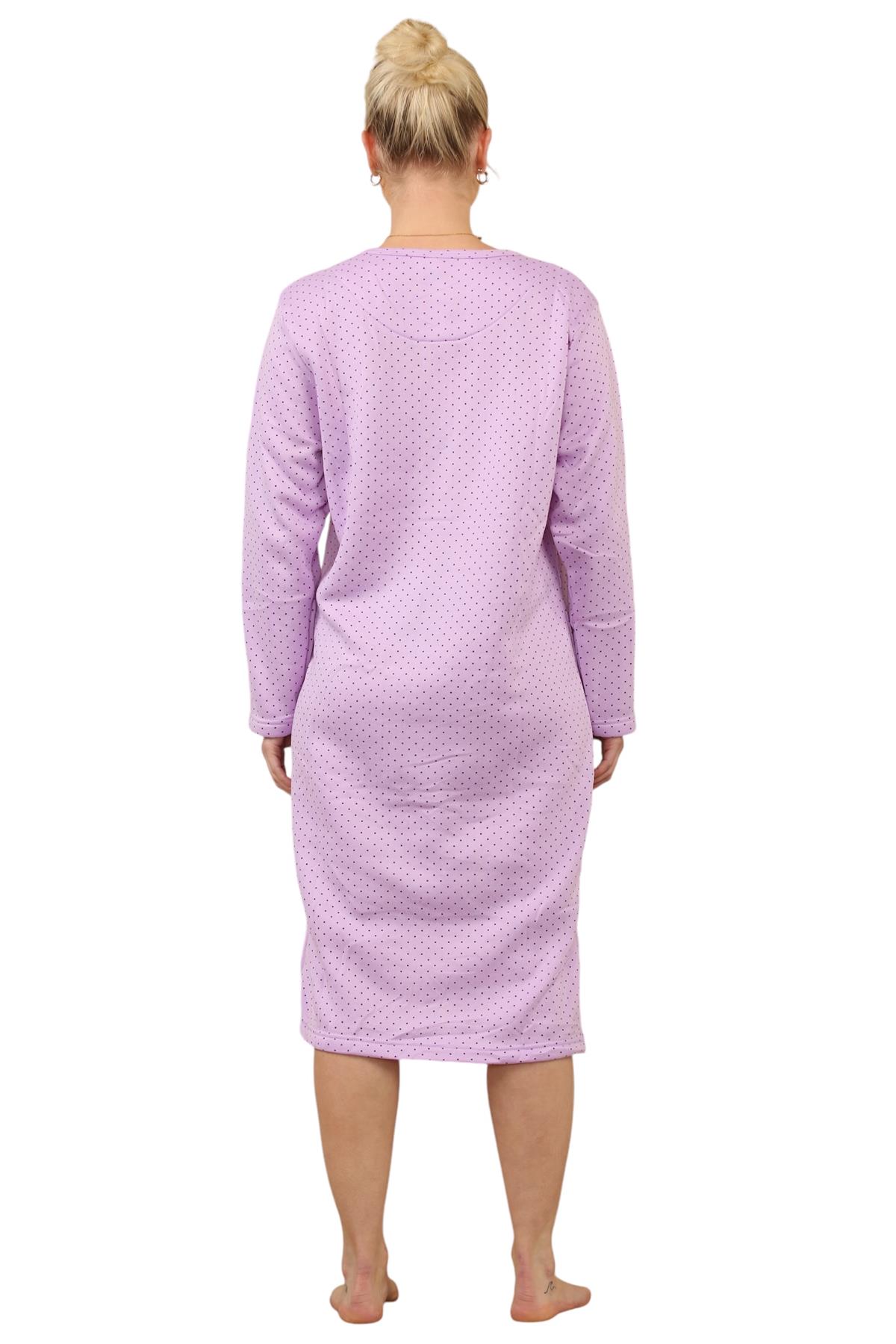 Women Thermal Nightwear Polka Dot Long Sleeve Button Winter Nightie M to 2XL - Picture 7 of 14