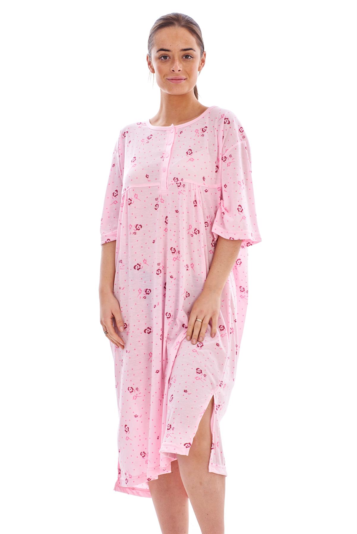 Women Plus Size Nightdress Rich Cotton Floral Print Short Sleeve Soft Nightie | eBay