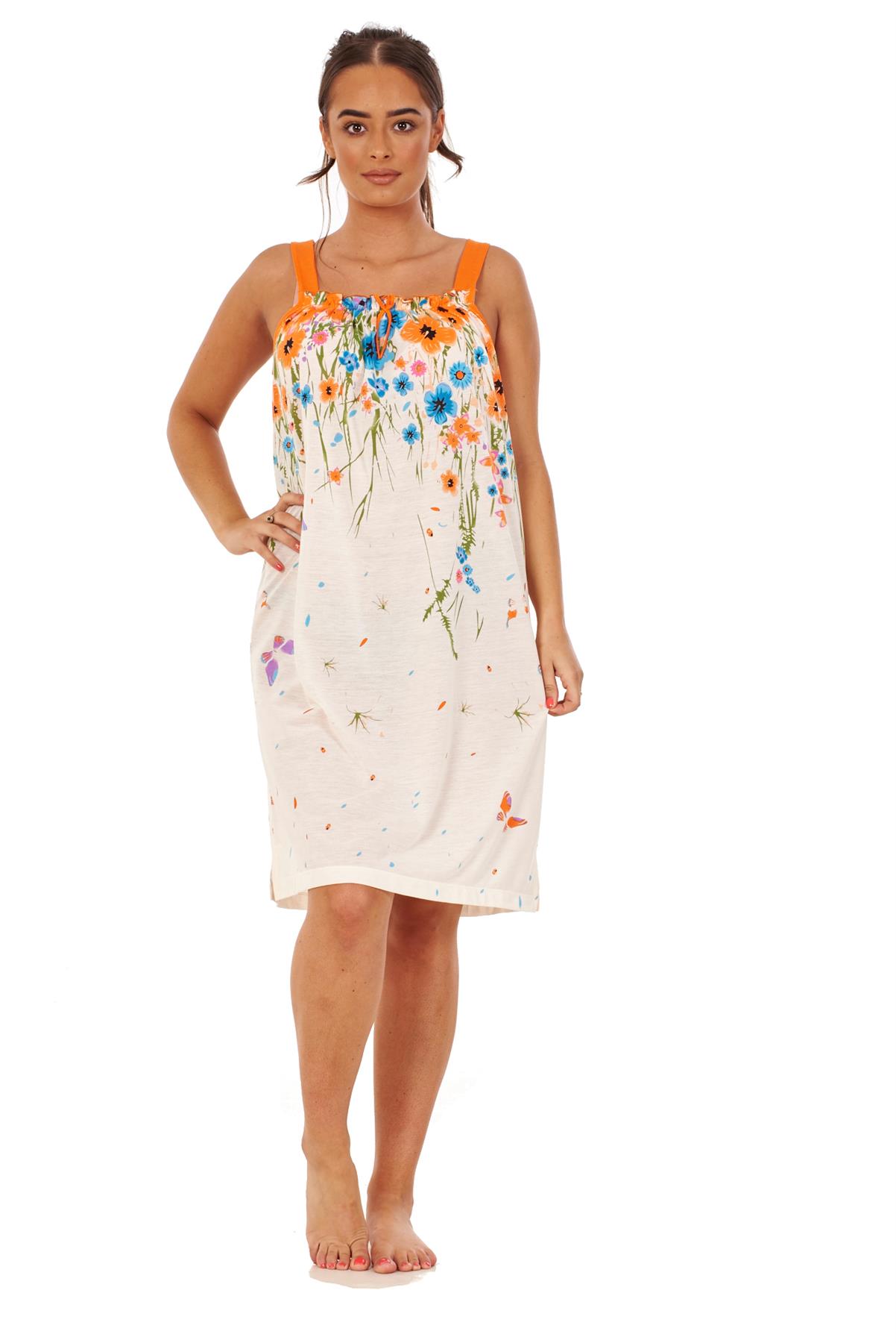 Ladies Sleeveless Nightdress Poppy Floral Cotton Short Nightwear M to 3XL - Picture 24 of 43