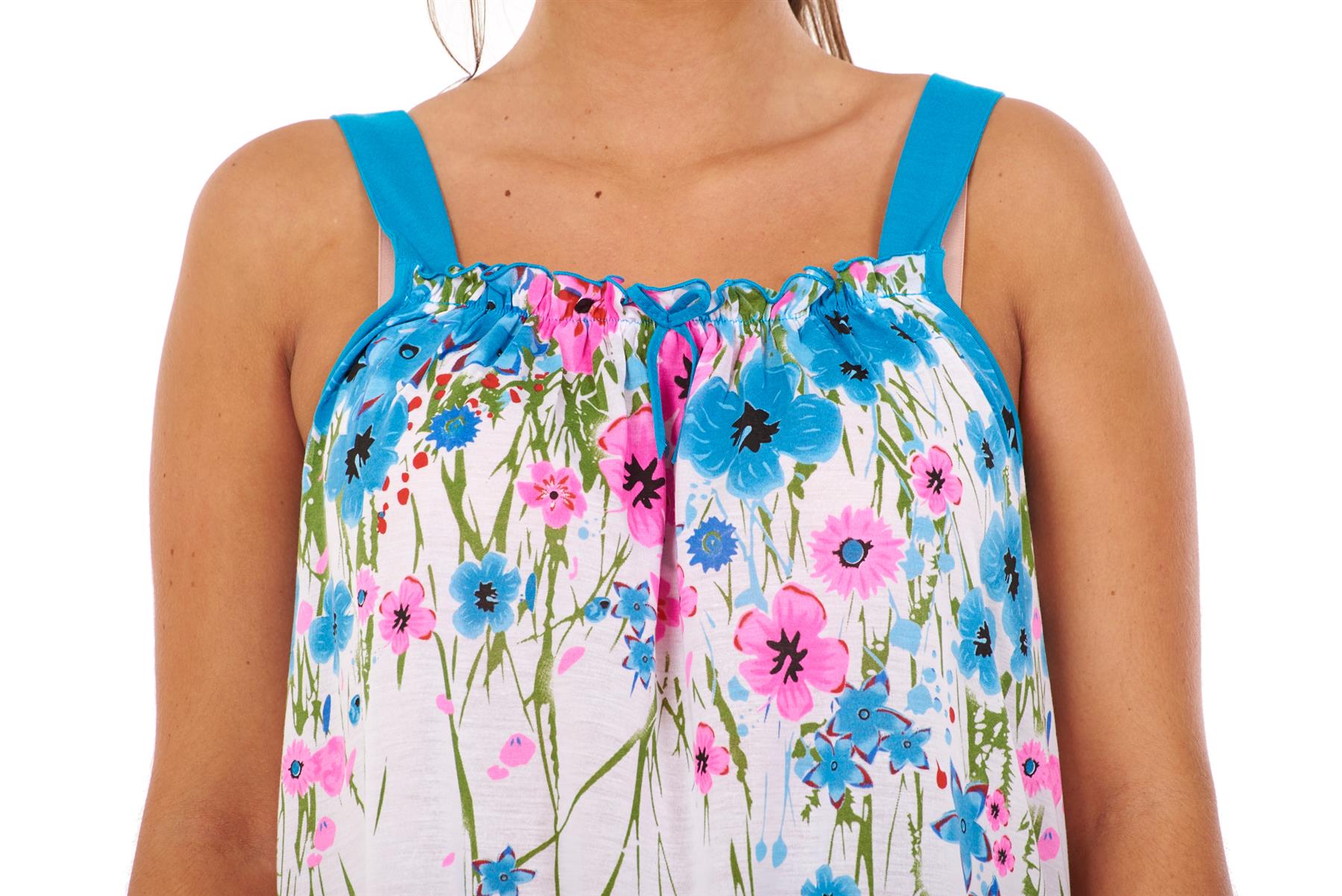 Ladies Sleeveless Nightdress Poppy Floral Cotton Short Nightwear M to 3XL - Picture 43 of 43