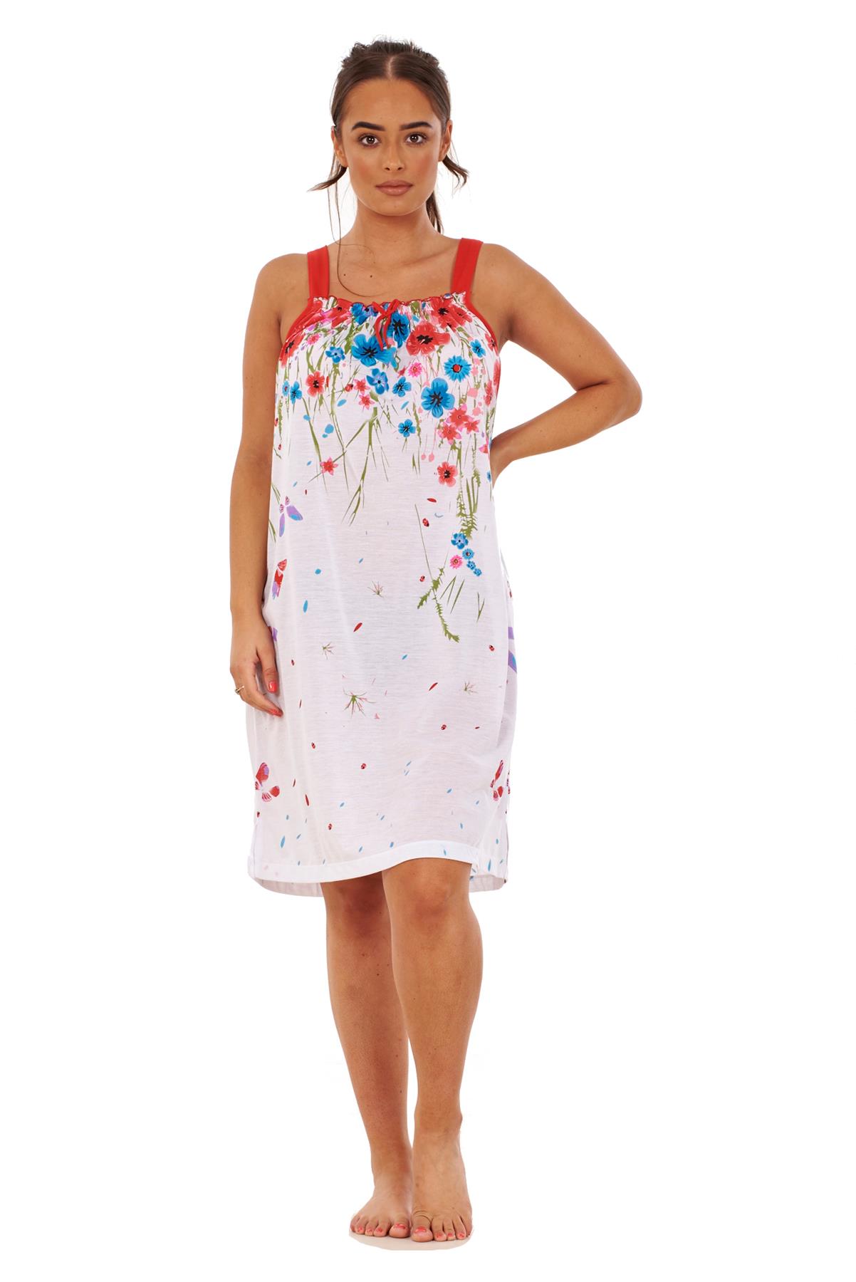 Ladies Sleeveless Nightdress Poppy Floral Cotton Short Nightwear M to 3XL - Picture 35 of 43