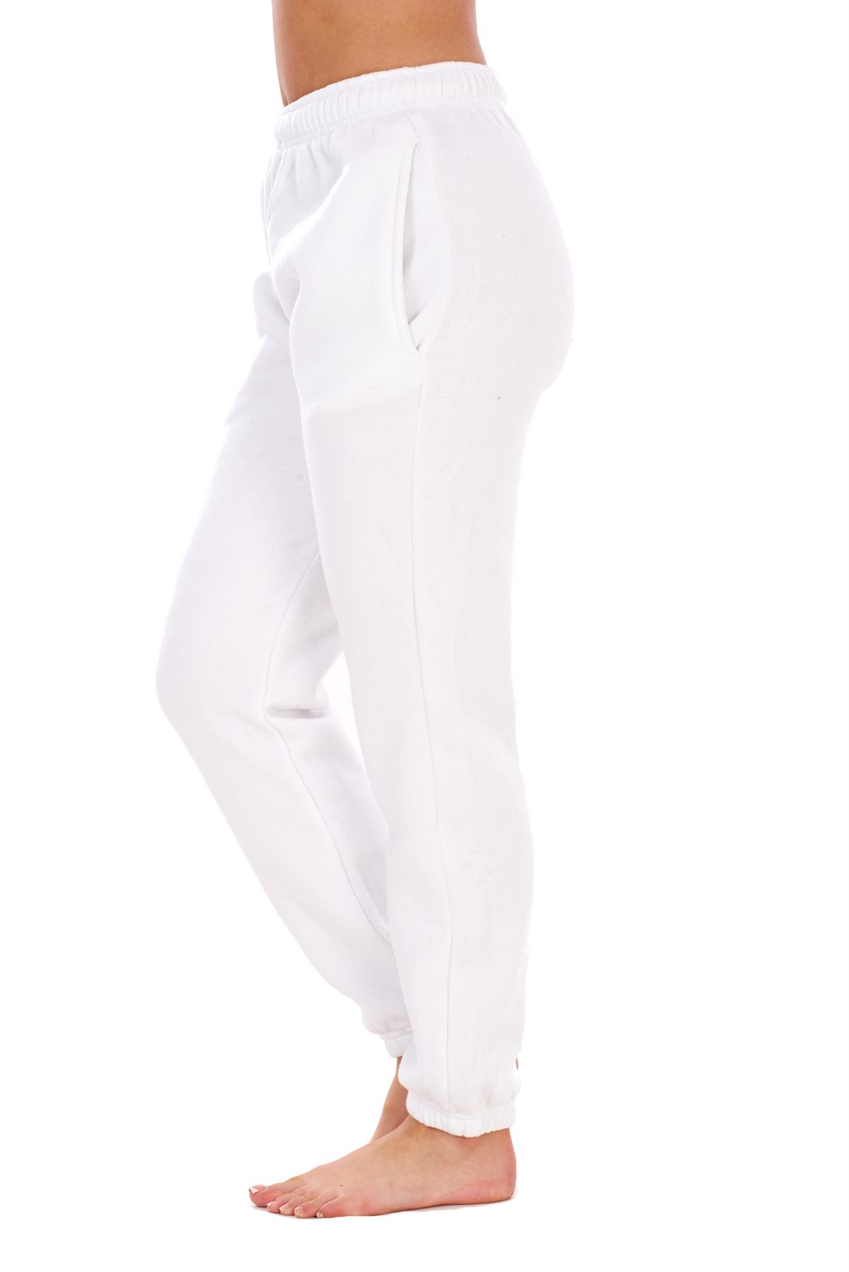 Womens Basic Fleece Joggers Regular Tracksuit Bottom Cuffed Ankle Cotton Blend - Picture 54 of 56