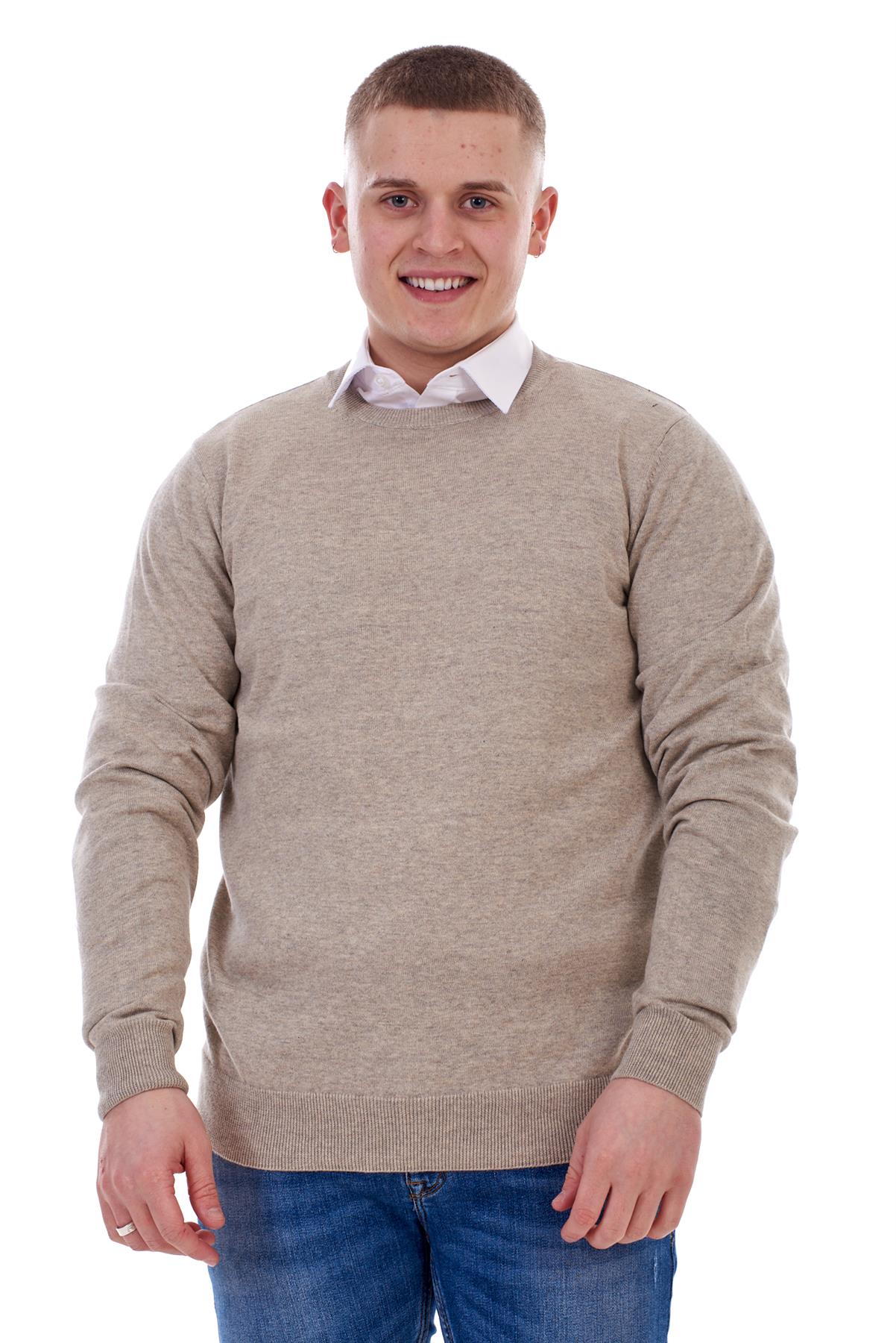 Mens Plain Jumper Ex-Chain Store Crew Neck Long Sleeve Knitted Pullover Sweater - Picture 36 of 41