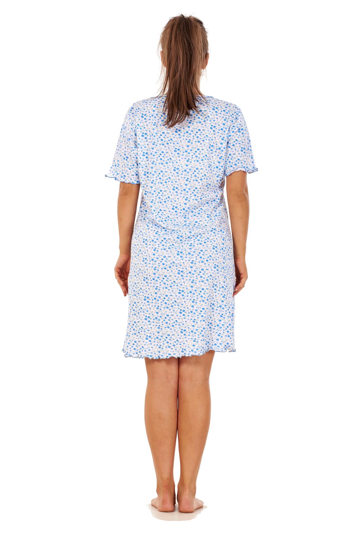 Ladies Floral Nightdress Short Sleeve Soft Cotton Lightweight Sleepwear - Picture 4 of 26