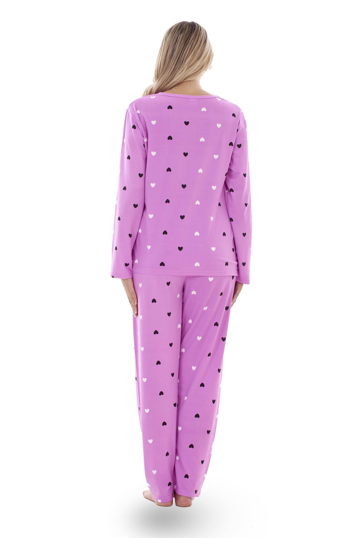Ladies Pyjama Set Love Crew Neck Long Sleeve Soft Cotton Loungewear PJs M to XXL - Picture 15 of 25
