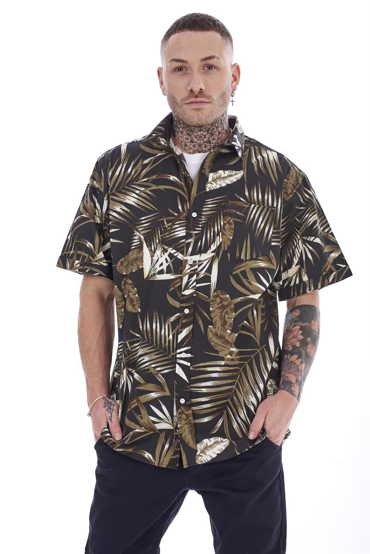 Mens Casual Shirts 100% Cotton Printed Short Sleeve Regular Big Size Formal Top - Picture 2 of 37