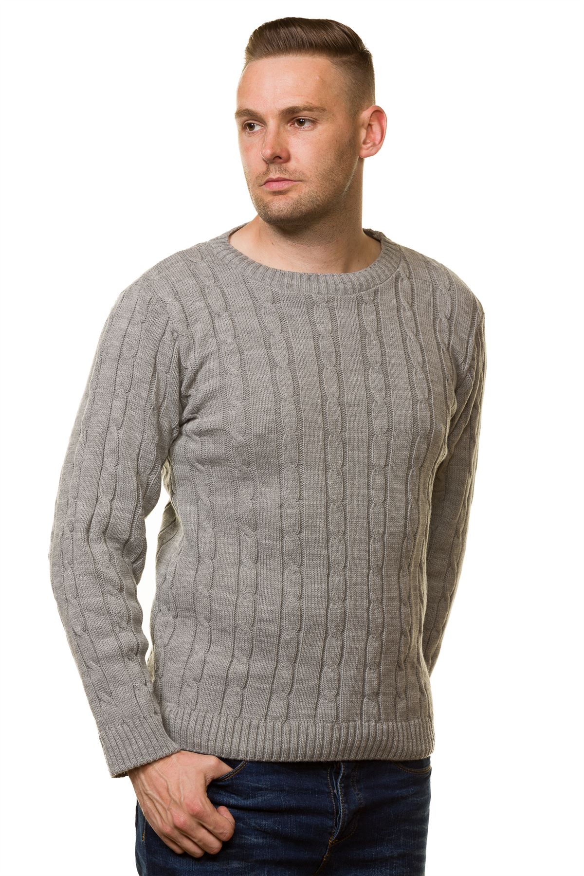 New Men’s Chunky Cable Knit Pullover Jumper Thick Warm Winter Sweater - Picture 6 of 6