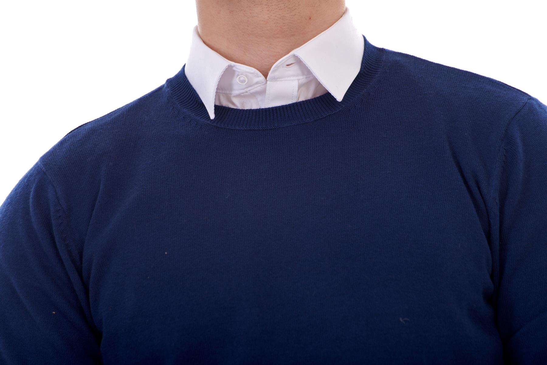 Mens Plain Jumper Ex-Chain Store Crew Neck Long Sleeve Knitted Pullover Sweater - Picture 26 of 41