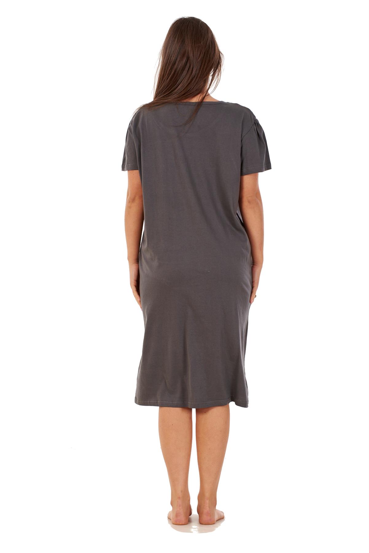 Ladies Nightdress Round Neck Printed Words Short Sleeve Nightie