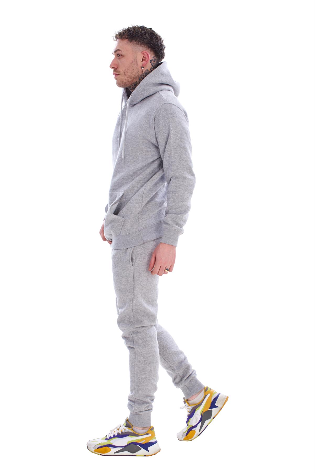 Mens Hooded Plain Tracksuit Fleece Ribbed Cuff Sweatshirts Cotton Blend Joggers - Picture 25 of 33