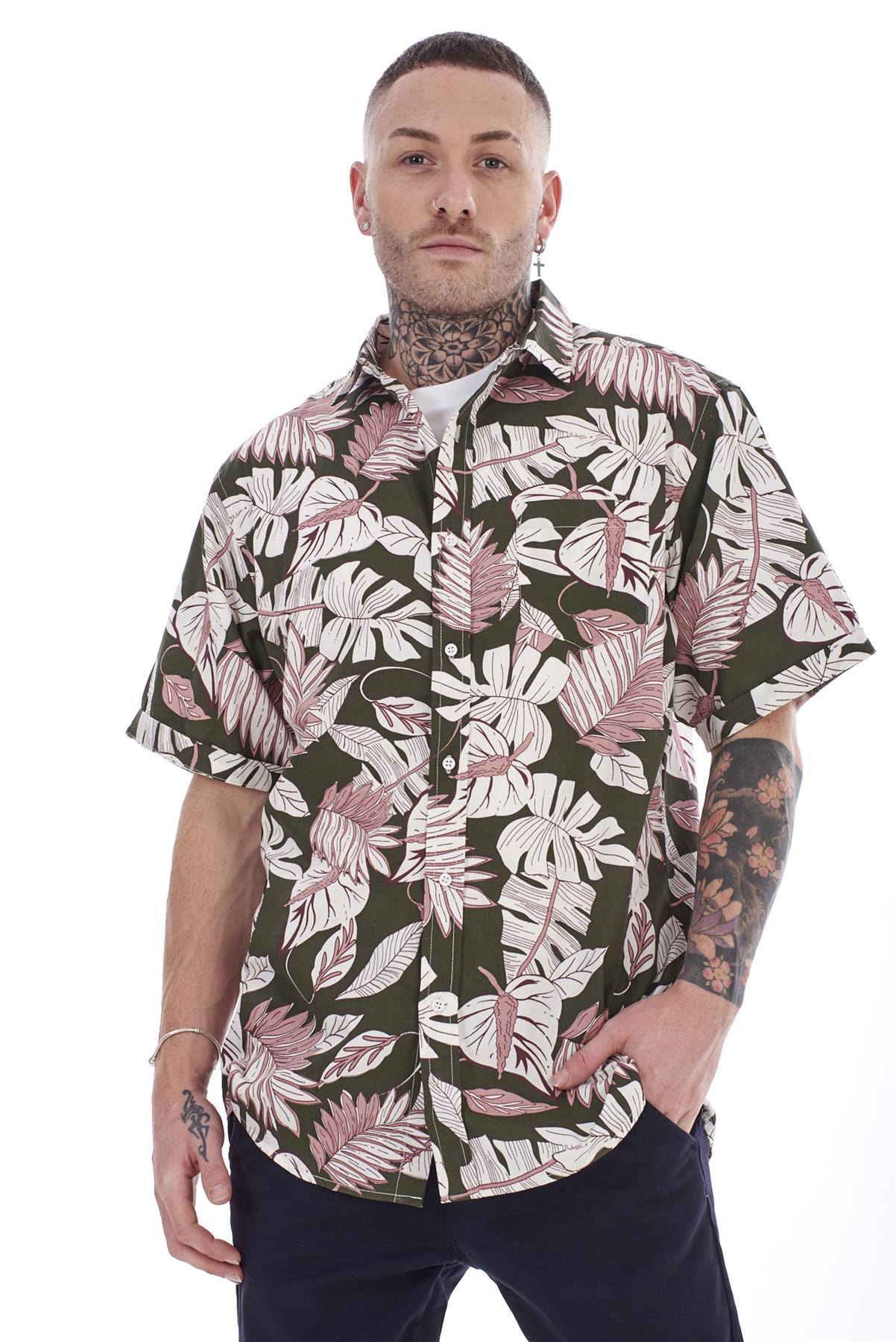 Mens Casual Shirts 100% Cotton Printed Short Sleeve Regular Big Size Formal Top - Picture 29 of 37