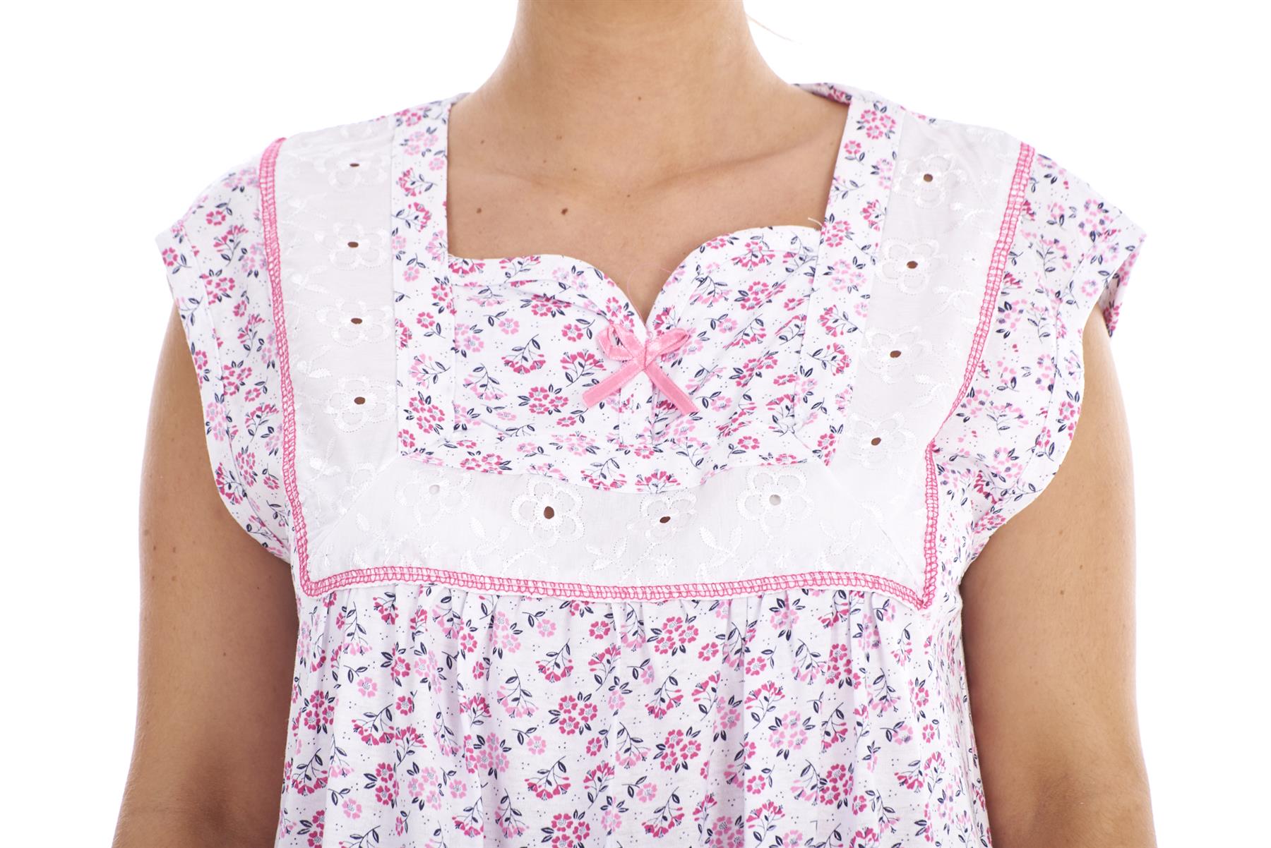 Women Sleeveless Nightwear Floral Print 100% Cotton Long Nightdress M to XXXL - Picture 13 of 15