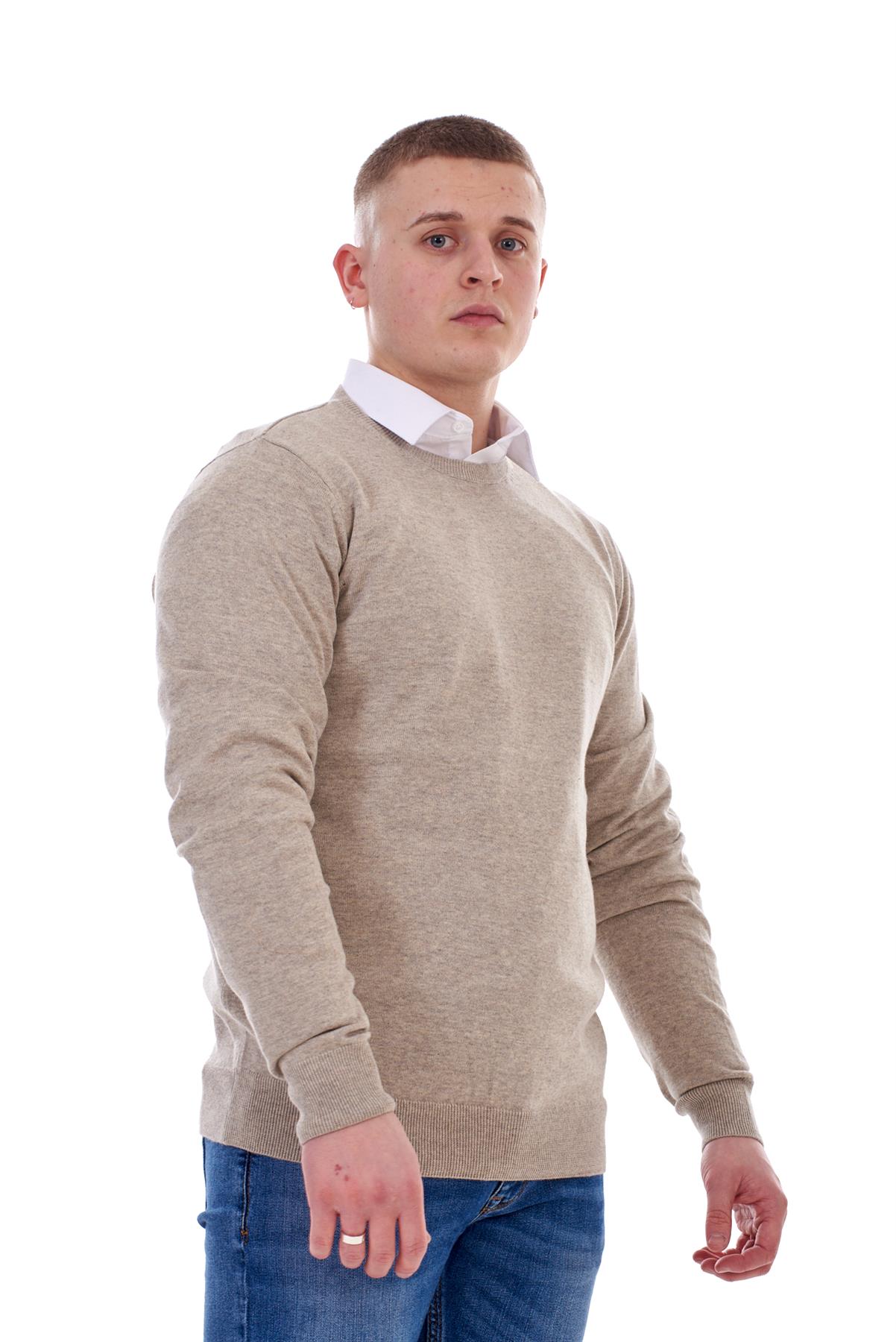Mens Plain Jumper Ex-Chain Store Crew Neck Long Sleeve Knitted Pullover Sweater - Picture 35 of 41