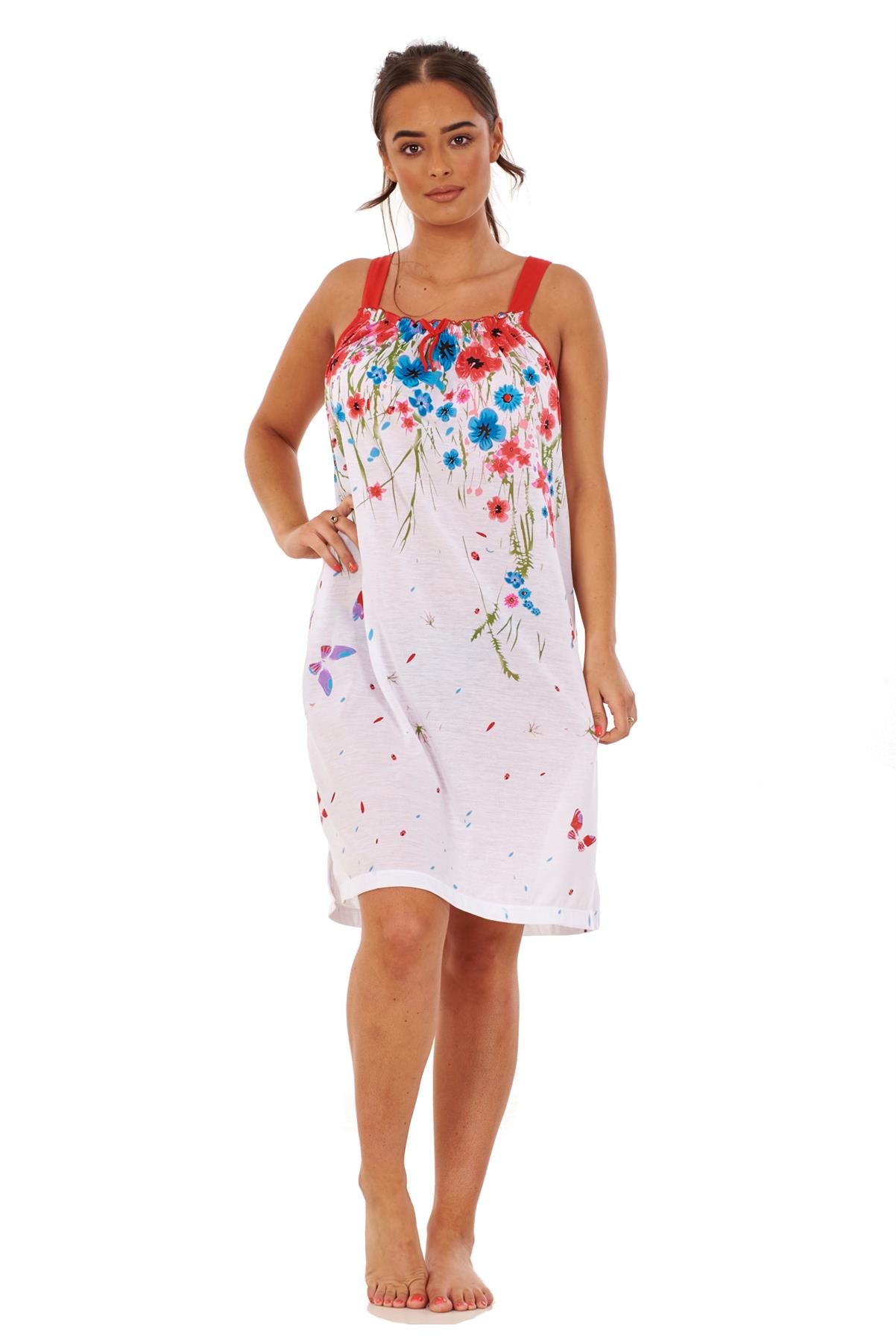 Ladies Sleeveless Nightdress Poppy Floral Cotton Short Nightwear M to 3XL - Picture 34 of 43