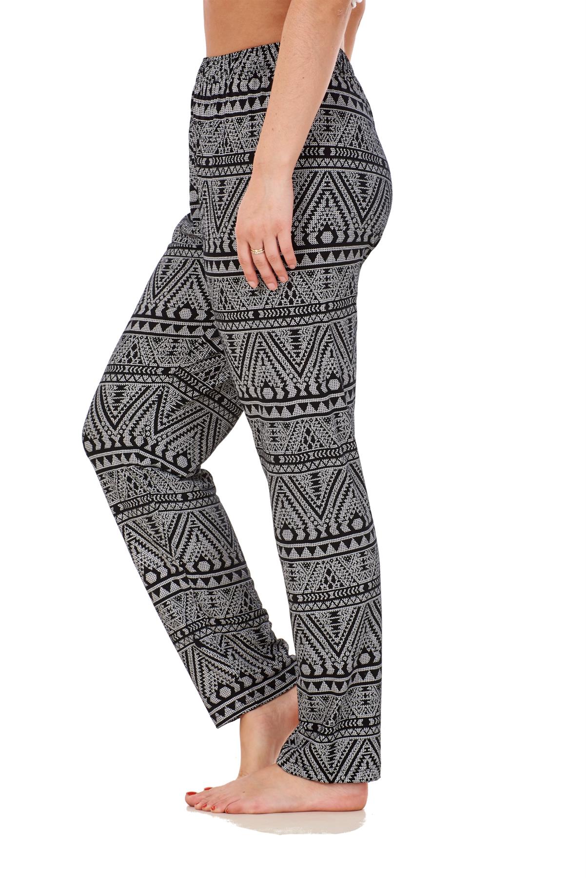 Ladies Women Trouser Elasticated Printed Tapered Harem High waist