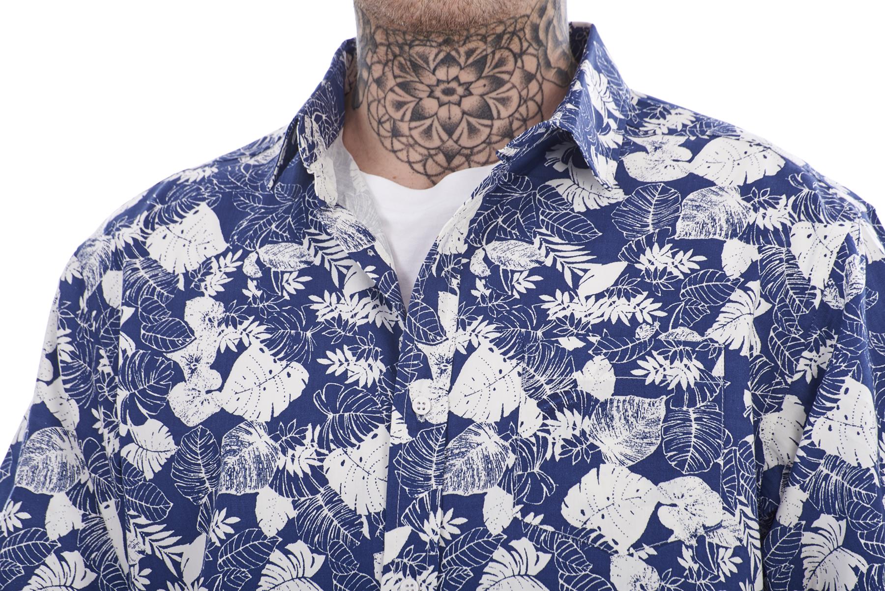 Mens Casual Shirts 100% Cotton Printed Short Sleeve Regular Big Size Formal Top - Picture 12 of 37