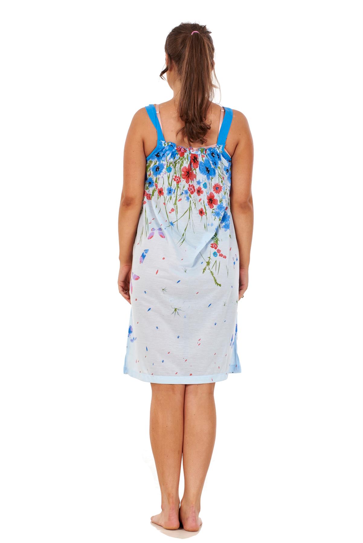 Ladies Sleeveless Nightdress Poppy Floral Cotton Short Nightwear M to 3XL - Picture 5 of 43