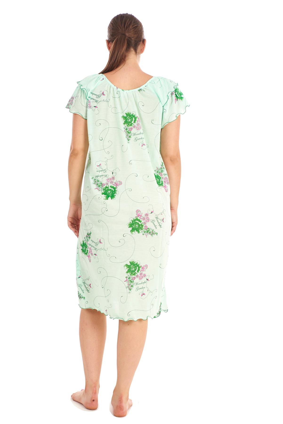 Ladies Short Nightdress Cotton Blend Cap Sleeve Nightwear Peony Floral M to XXXL - Picture 10 of 46