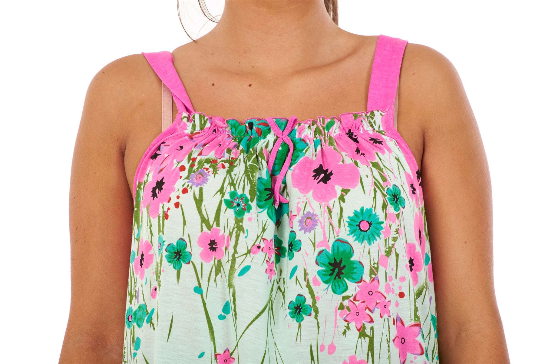 Ladies Sleeveless Nightdress Poppy Floral Cotton Short Nightwear M to 3XL - Picture 11 of 43