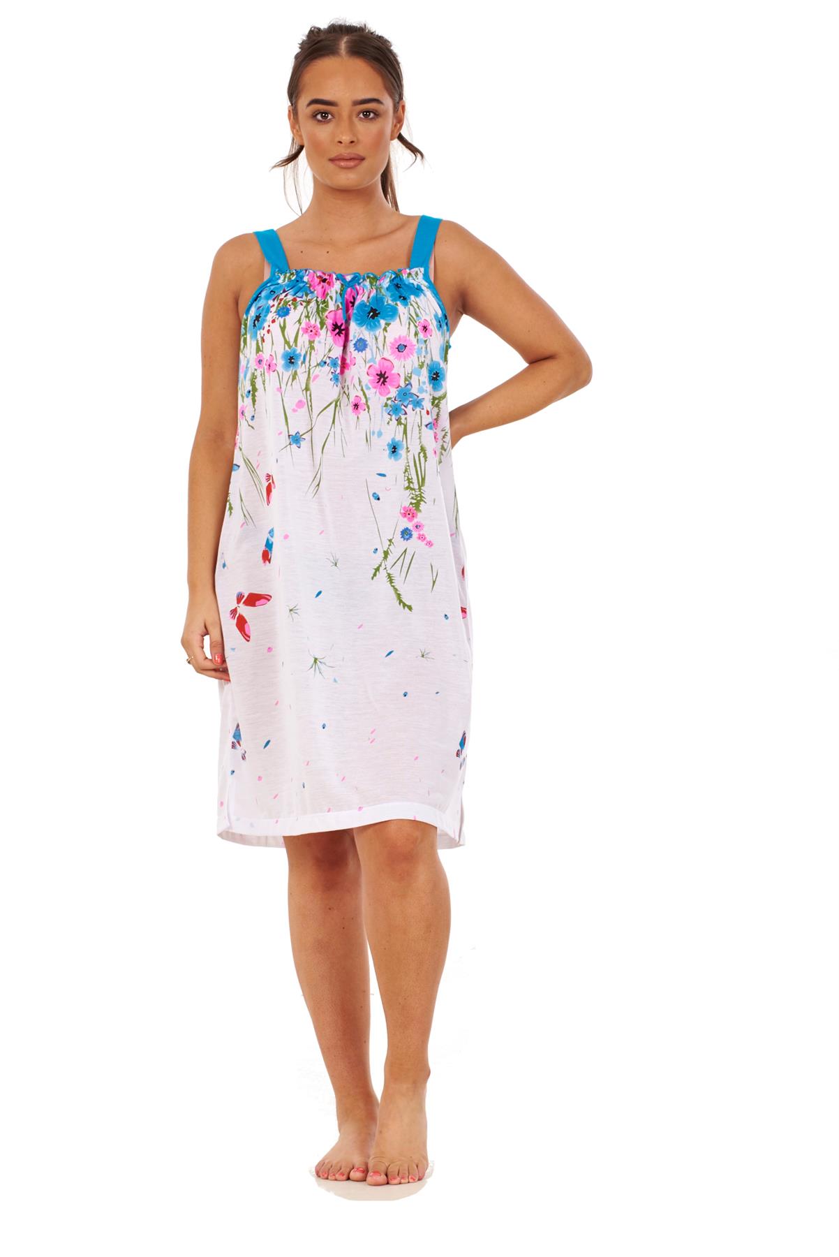 Ladies Sleeveless Nightdress Poppy Floral Cotton Short Nightwear M to 3XL - Picture 40 of 43