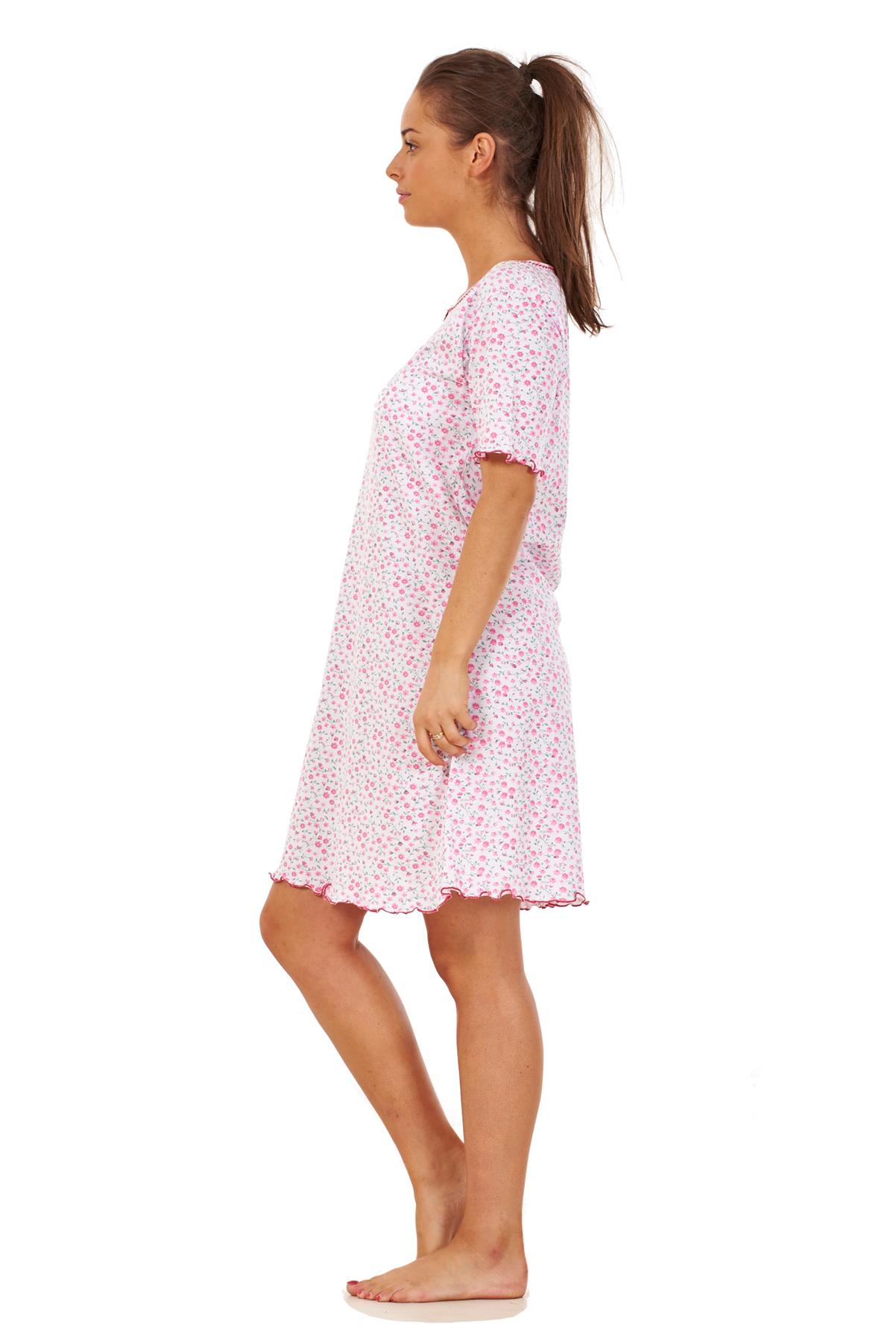 Ladies Floral Nightdress Short Sleeve Soft Cotton Lightweight Sleepwear - Picture 24 of 26
