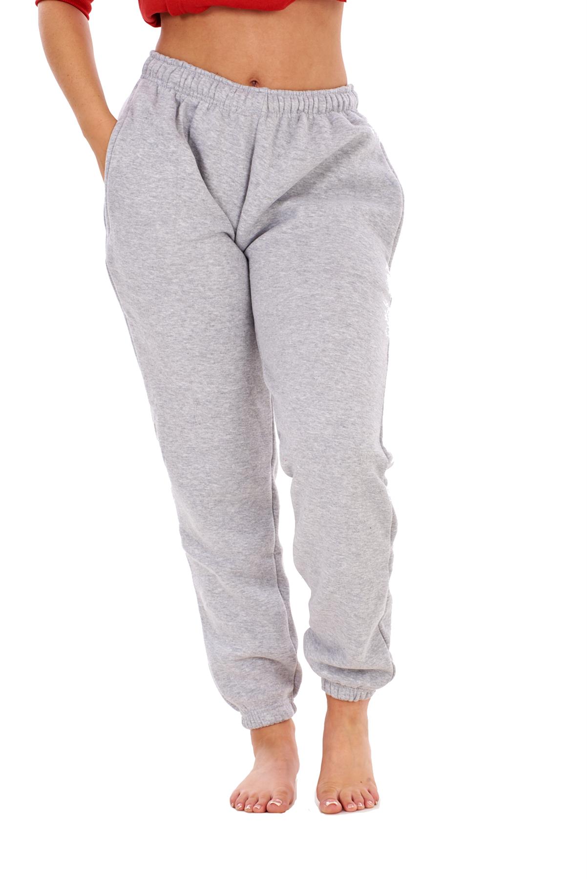 Womens Basic Fleece Joggers Regular Tracksuit Bottom Cuffed Ankle Cotton Blend - Picture 27 of 56