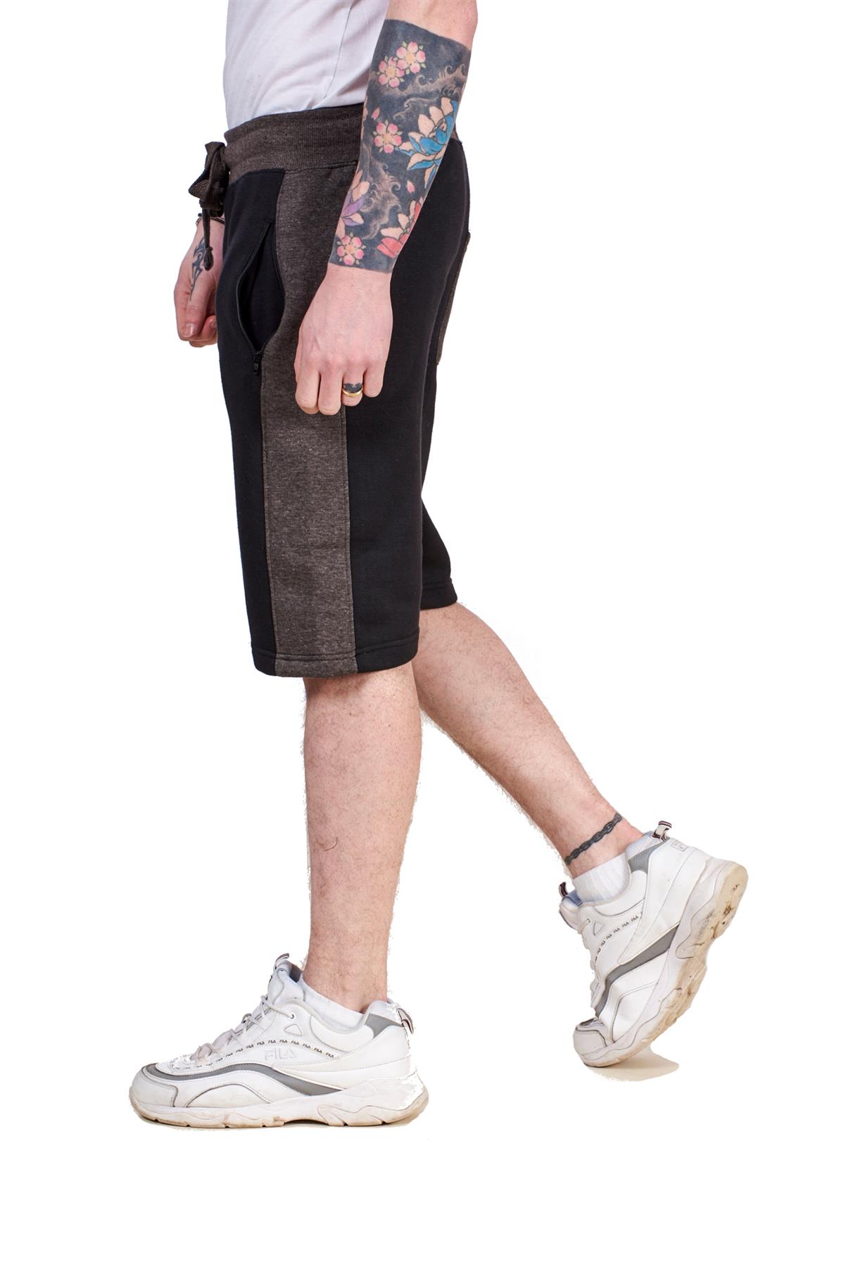Mens Fleece Shorts TwoTone Regular Elasticated Pockets Sports S to XL