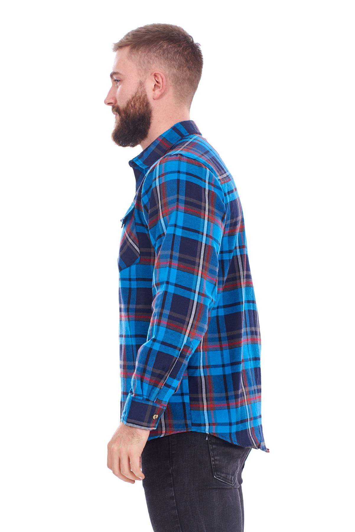 Mens Flannel Check Shirts Yarn Dyed Cotton Brushed Long Sleeve Casual Top - Picture 15 of 32
