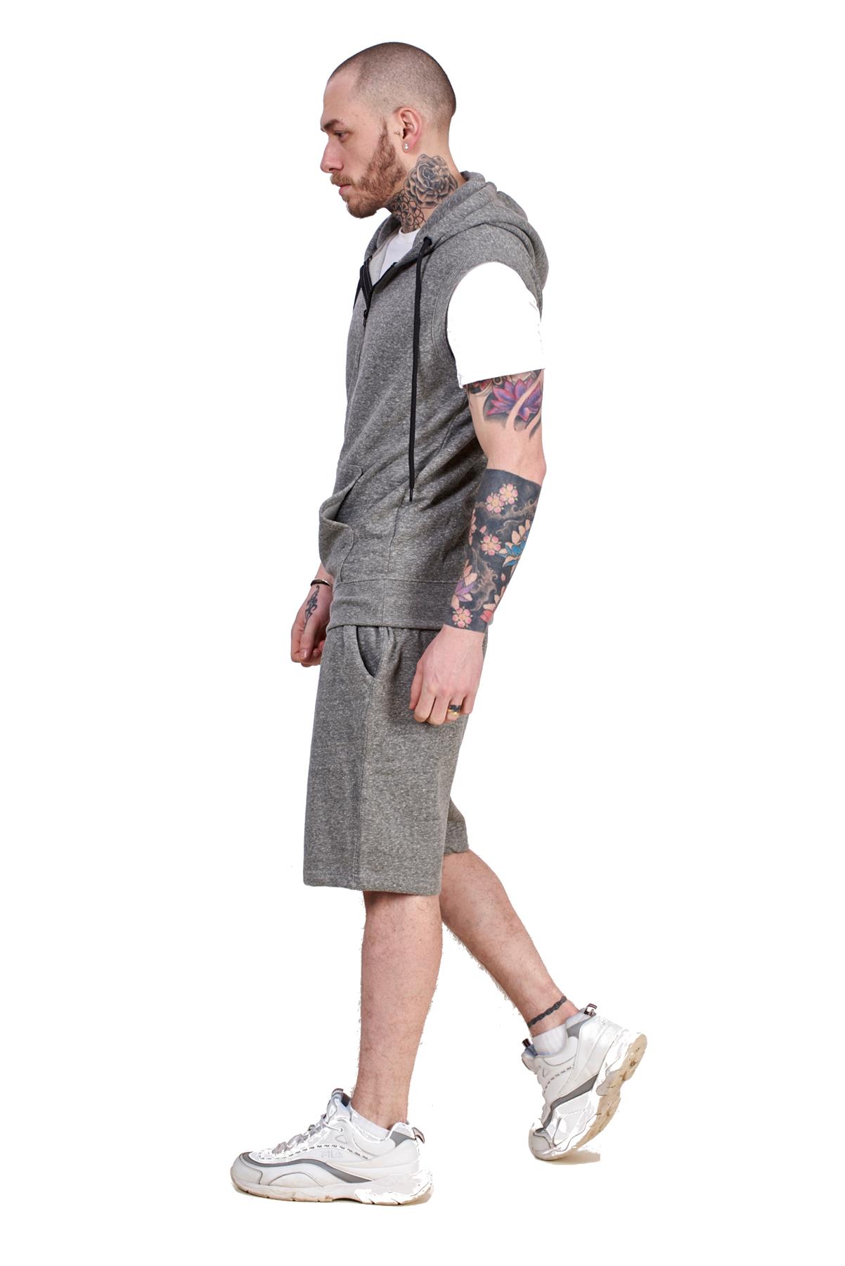 Mens Hoodie & Short Tracksuit Set Sleeveless Zipper Pockets Casual Tops S to XL Mens Hoodie & Short Tracksuit Set Sleeveless Zipper Pockets Casual Tops S to XL
