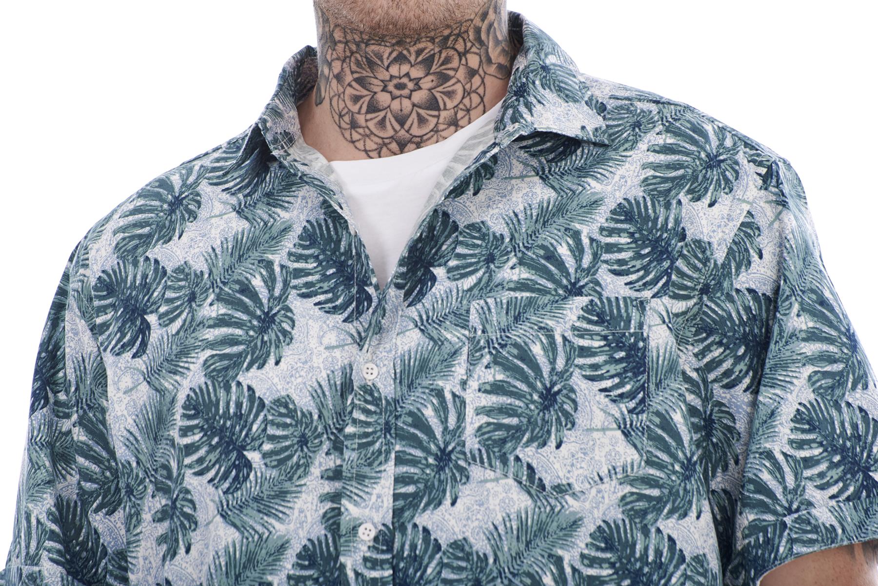 Mens Casual Shirts 100% Cotton Printed Short Sleeve Regular Big Size Formal Top - Picture 25 of 37