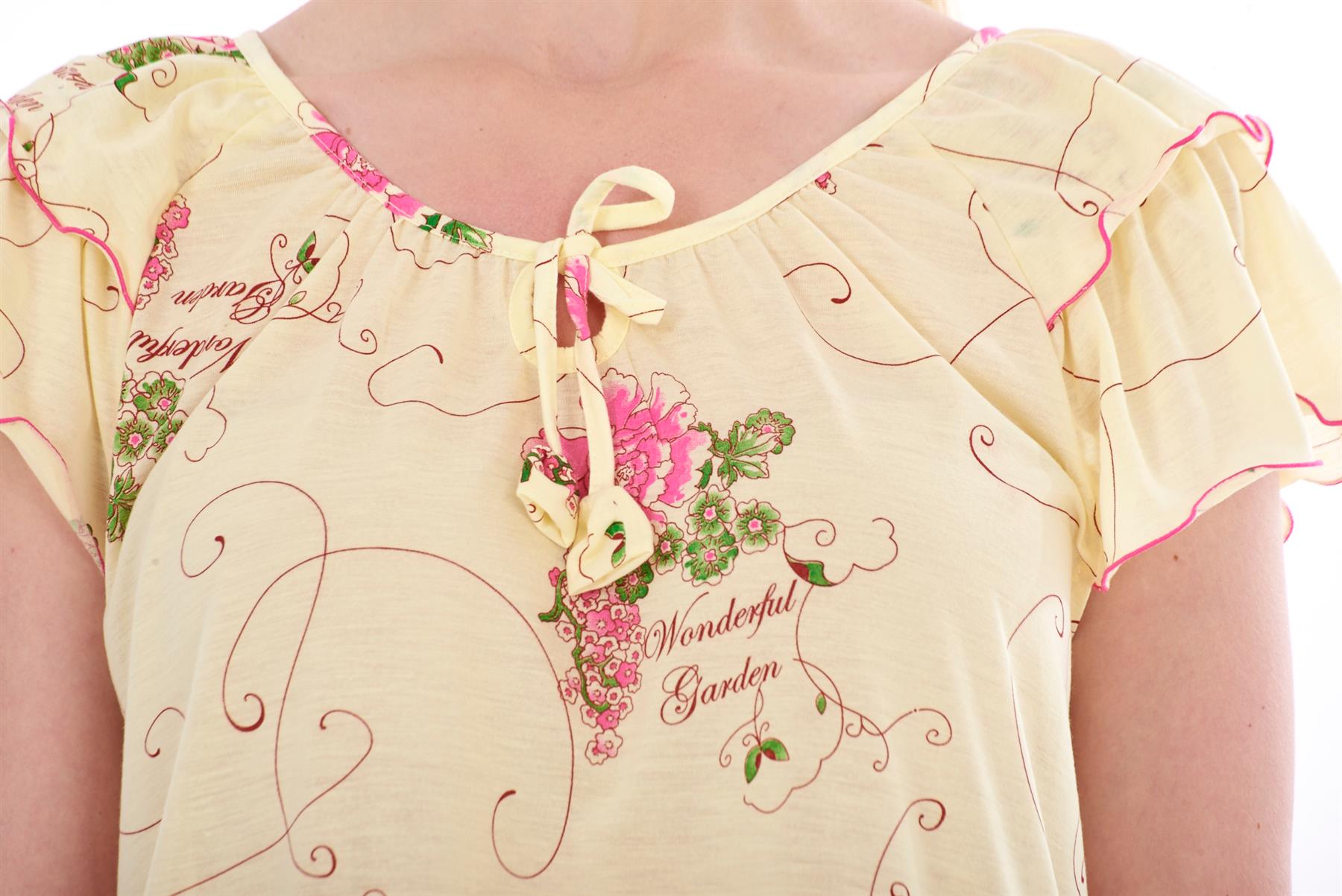 Ladies Short Nightdress Cotton Blend Cap Sleeve Nightwear Peony Floral M to XXXL - Picture 45 of 46