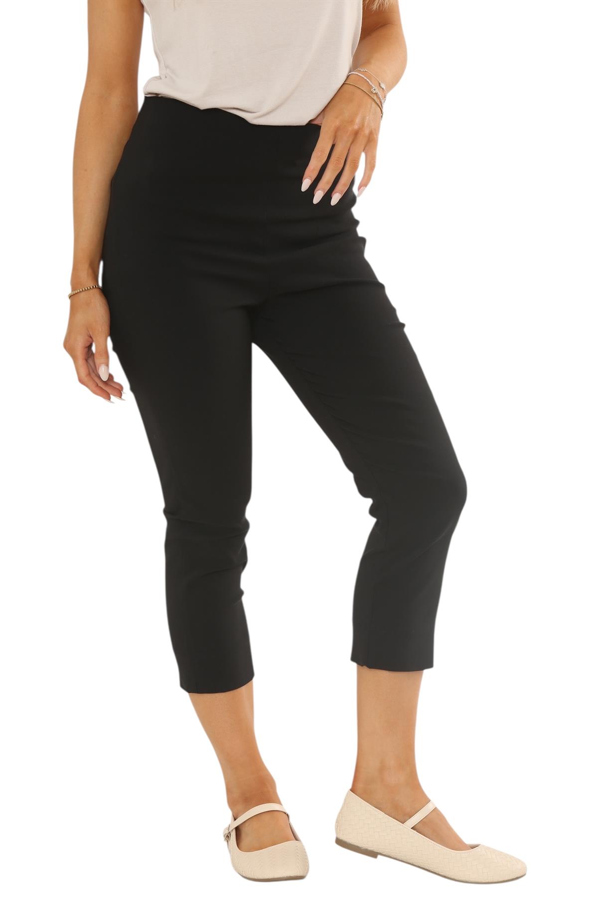 Ladies Bengaline Capri Trousers 3/4 Cropped Stretch Pants Pull On Summer - Picture 13 of 23