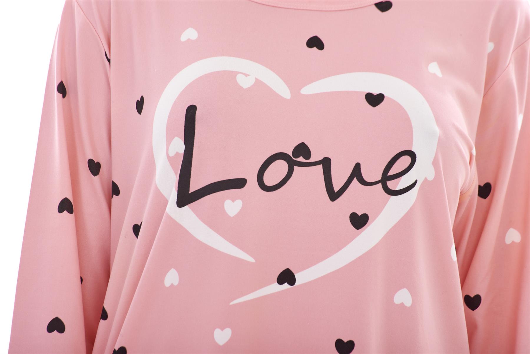 Ladies Pyjama Set Love Crew Neck Long Sleeve Soft Cotton Loungewear PJs M to XXL - Picture 23 of 25