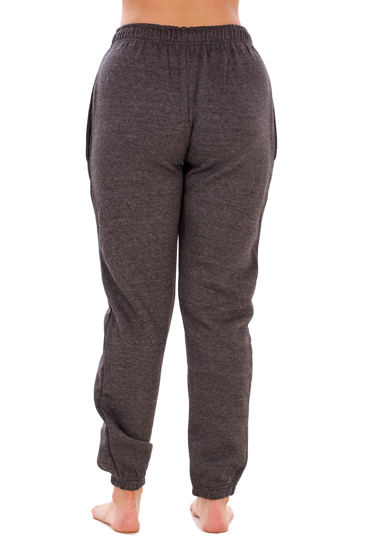 Womens Basic Fleece Joggers Regular Tracksuit Bottom Cuffed Ankle Cotton Blend - Picture 14 of 56