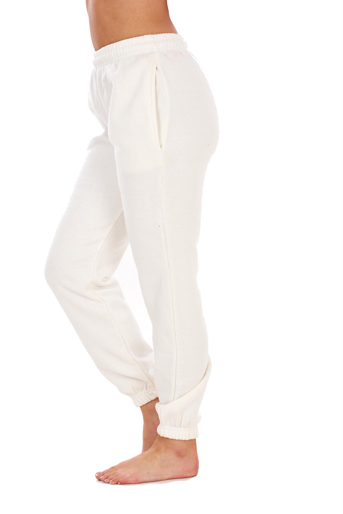 Womens Basic Fleece Joggers Regular Tracksuit Bottom Cuffed Ankle Cotton Blend - Picture 20 of 56